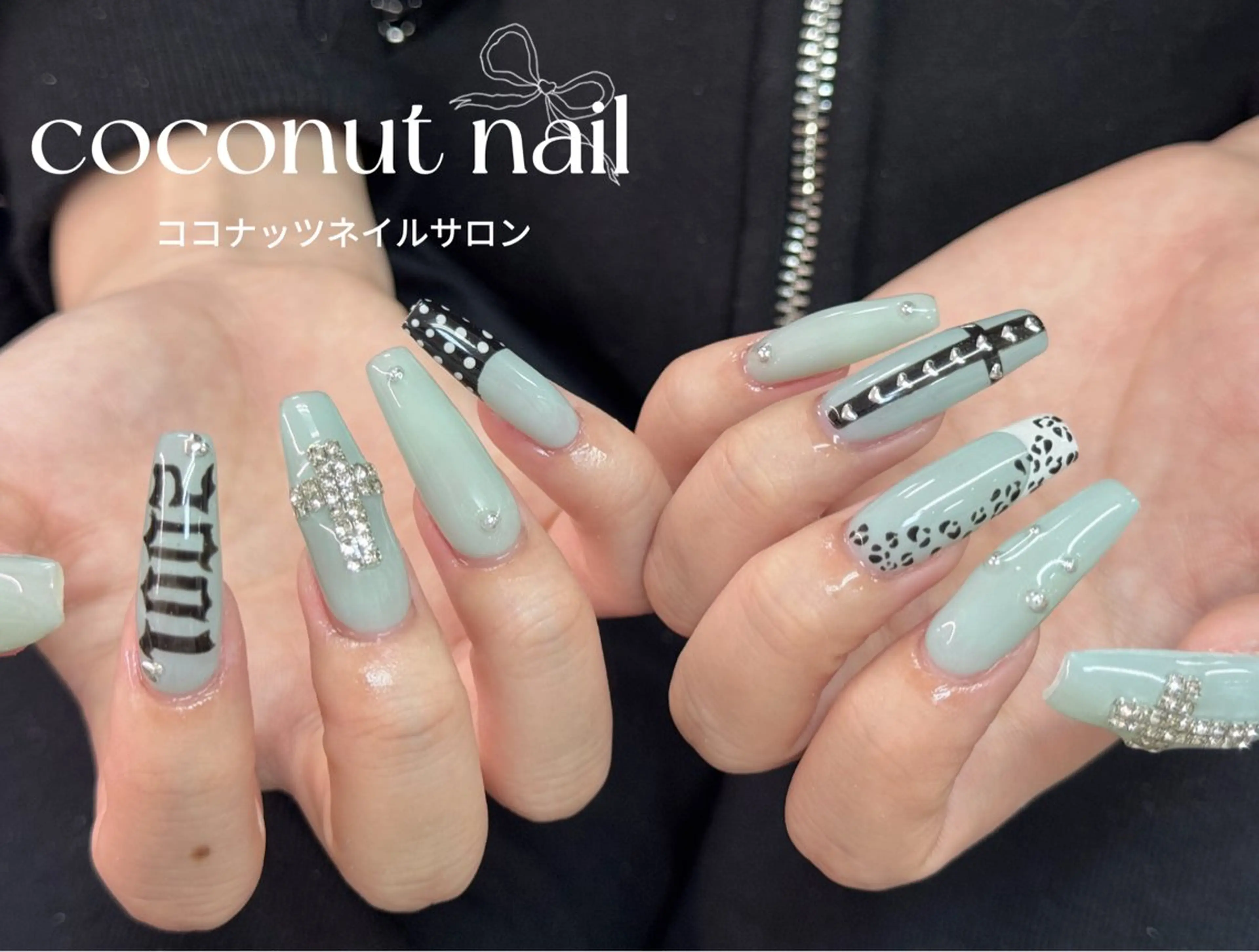 ネイル べっ甲ネイル フレンチネイル キラキラネイル マグネットネイル 大理石ネイル(マーブル) ハンドネイル 神田 ココナッツのネイルデザイン