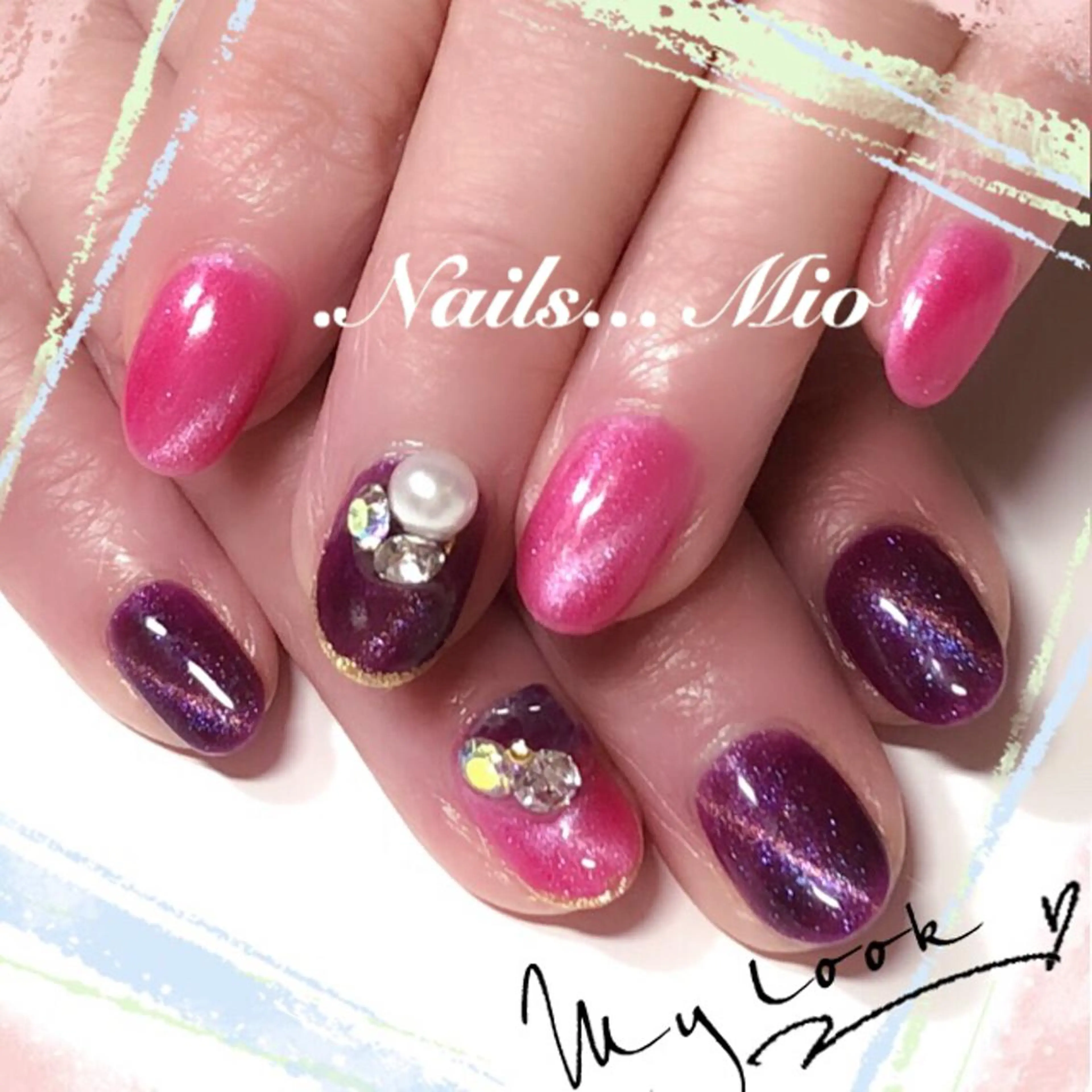ネイル ジェルネイル マグネットネイル ストーンネイル .Nails Mio 赤羽西ネイルサロンのネイルデザイン