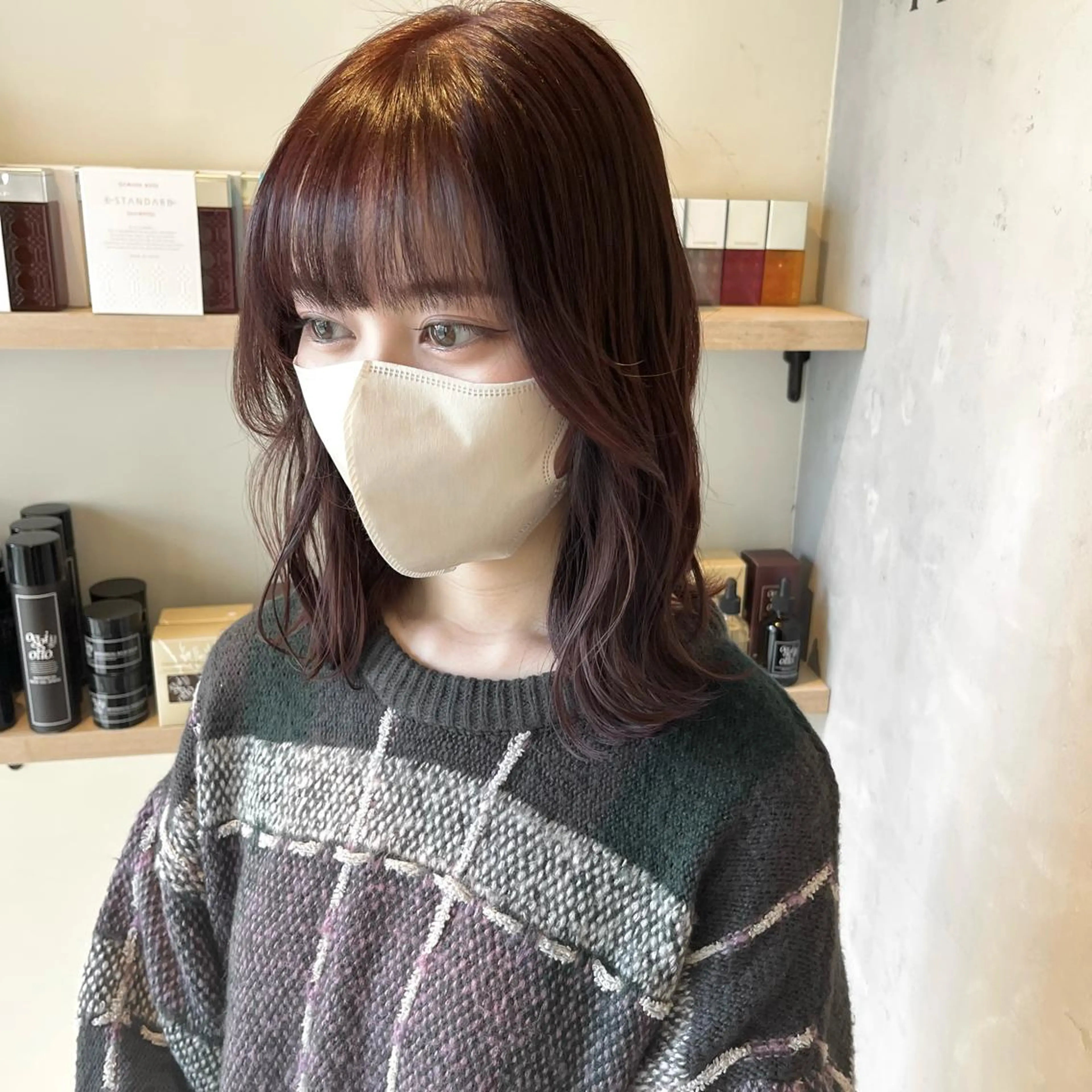 ミディアム カラー ブラウンカラー ピンクカラー ピンクブラウン ヘアカラー MAI ROCCO3rdのヘアスタイル