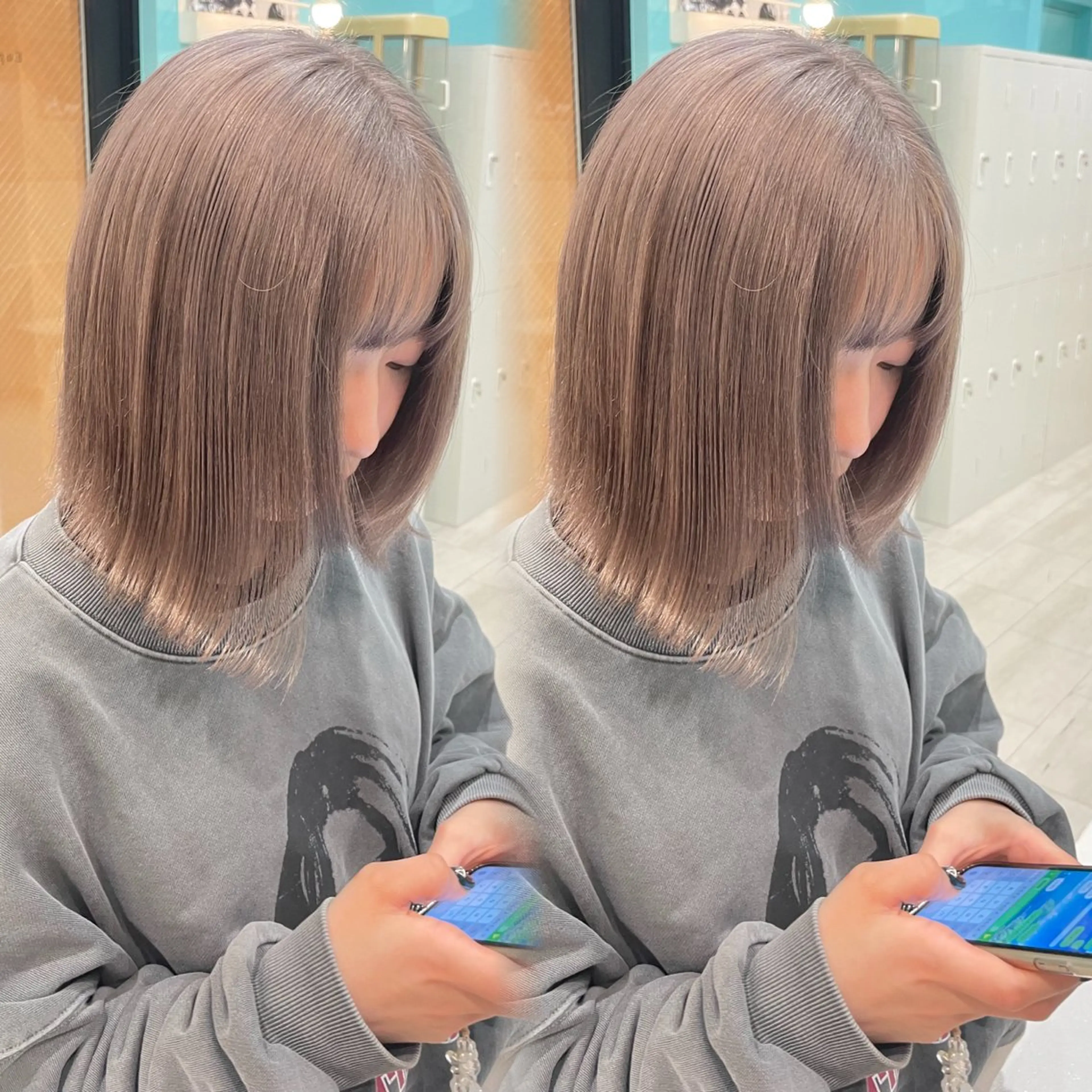 ミディアム カラー ヘアカラー 韓国風ハッシュカット 似合わせレイヤー池袋のヘアスタイル