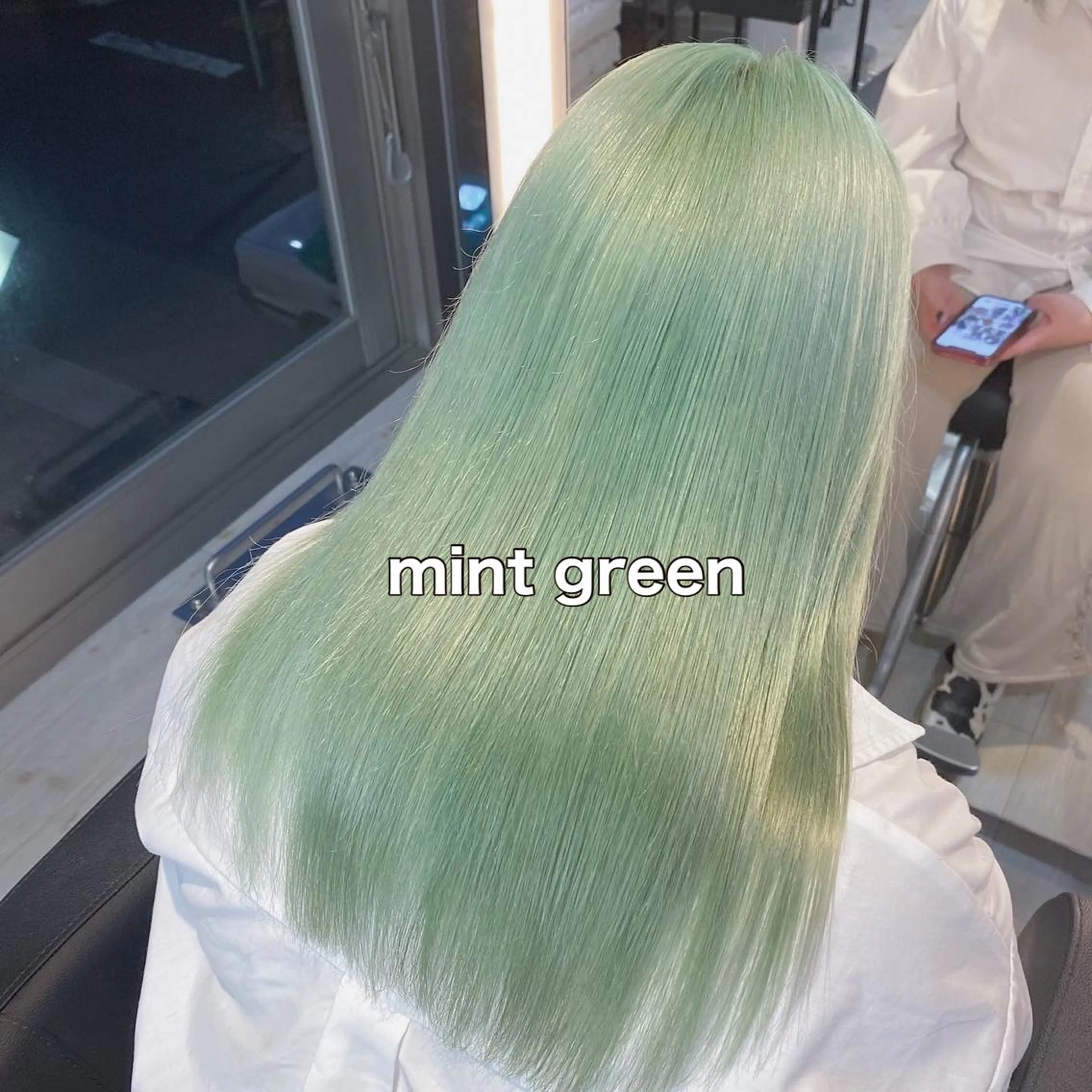 ロング カラー ミント ミントグリーン カット ヘアカラー トリートメント 鈴木/ニュアンス パーマ/メンズのヘアスタイル