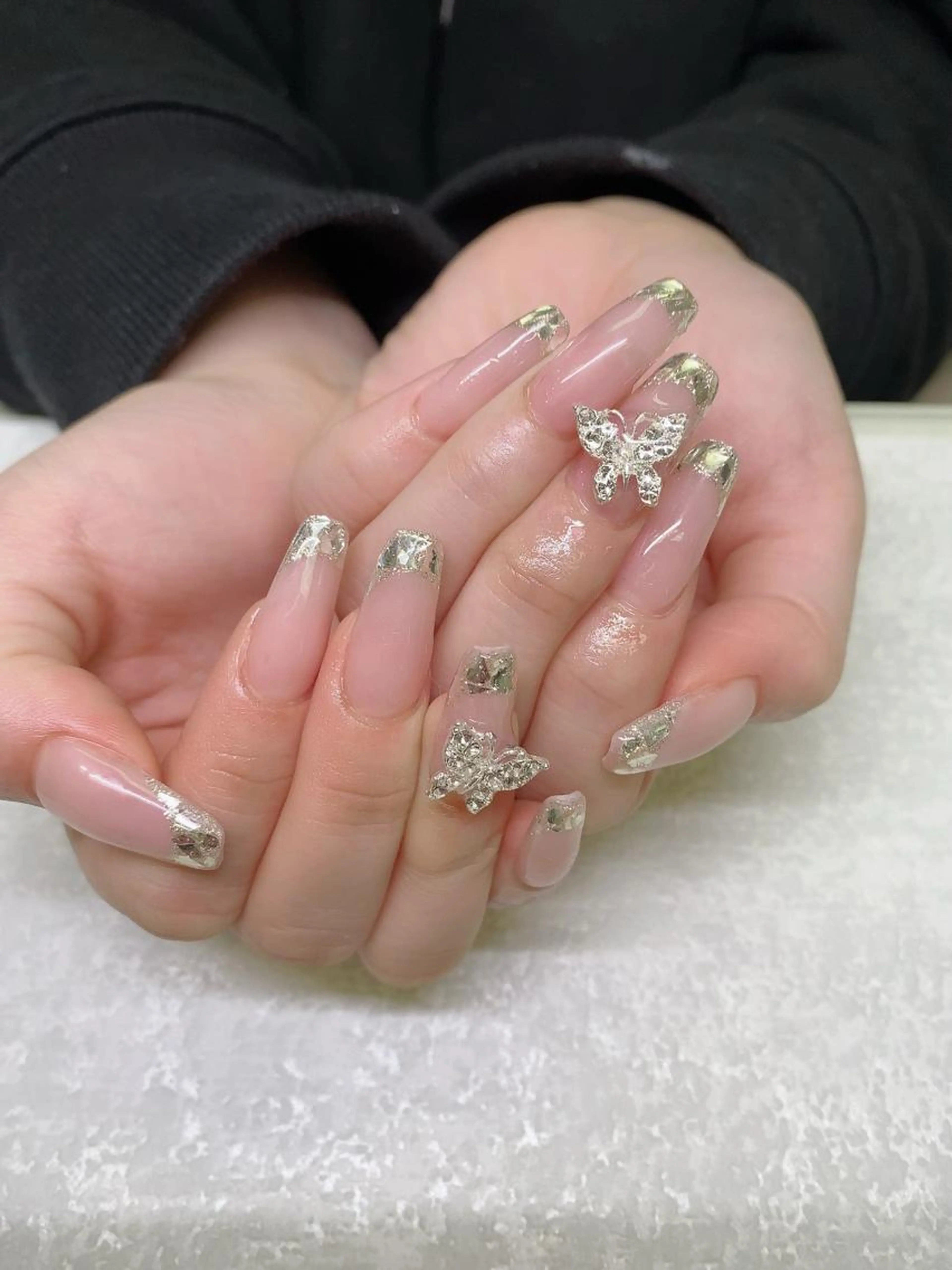 大人気のガラスフレンチスカルプ💅の写真