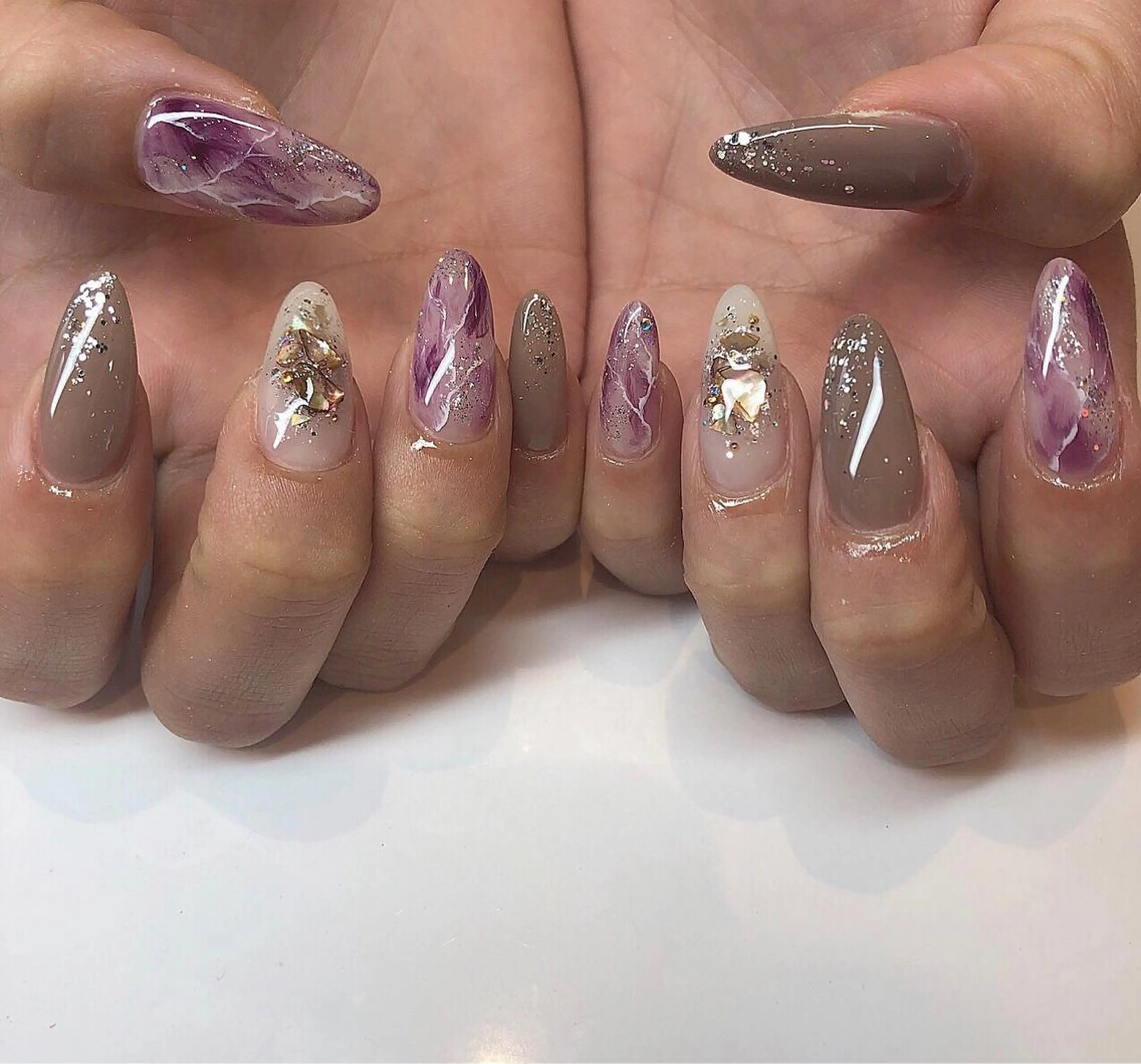 ネイル アートネイル 大理石ネイル(マーブル) ハンドネイル 鶴田୨ৎmaison de NALIのネイルデザイン