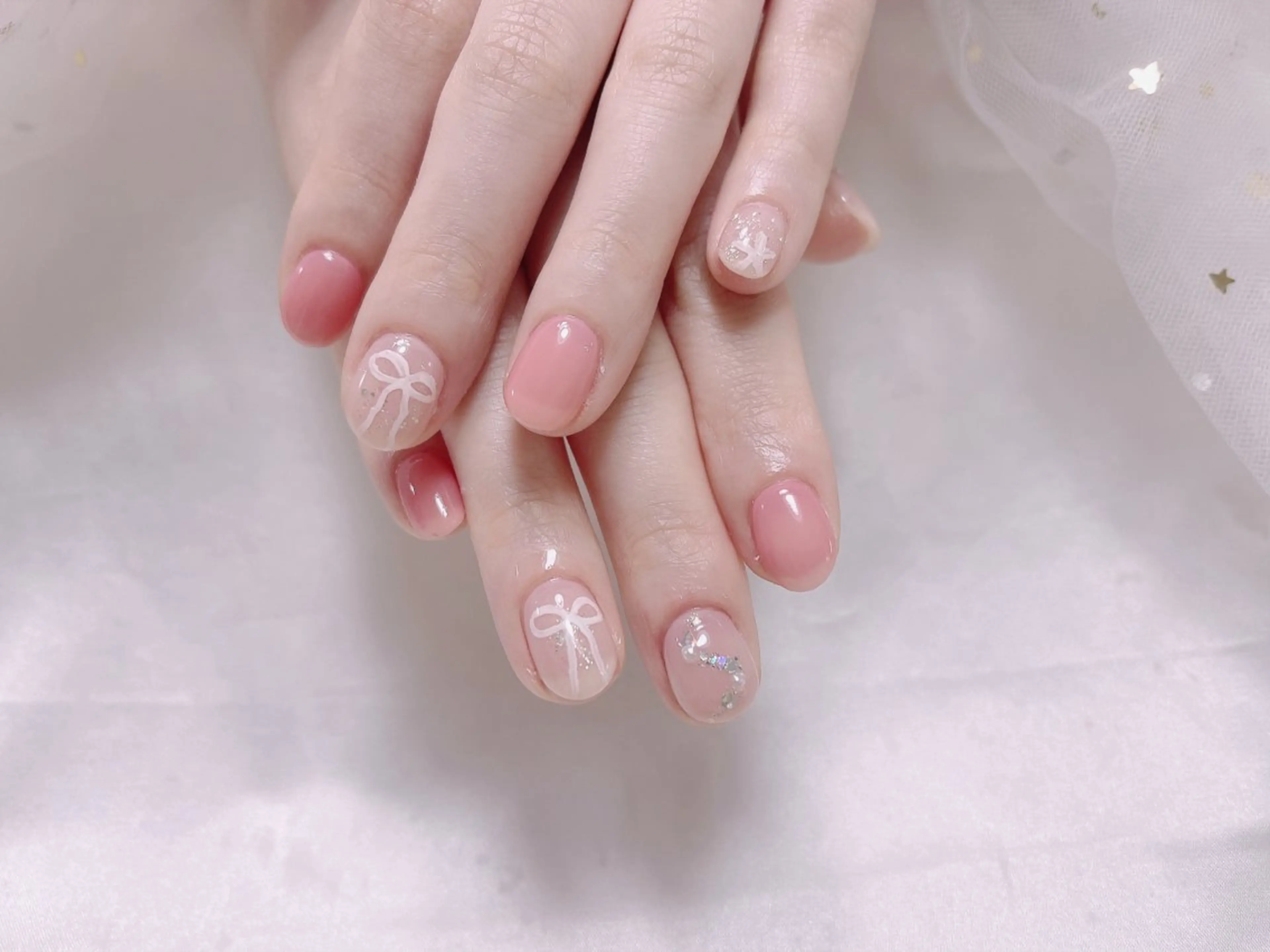 ネイル リボン ハンドネイル ジョリ kasumi🌹💅のネイルデザイン