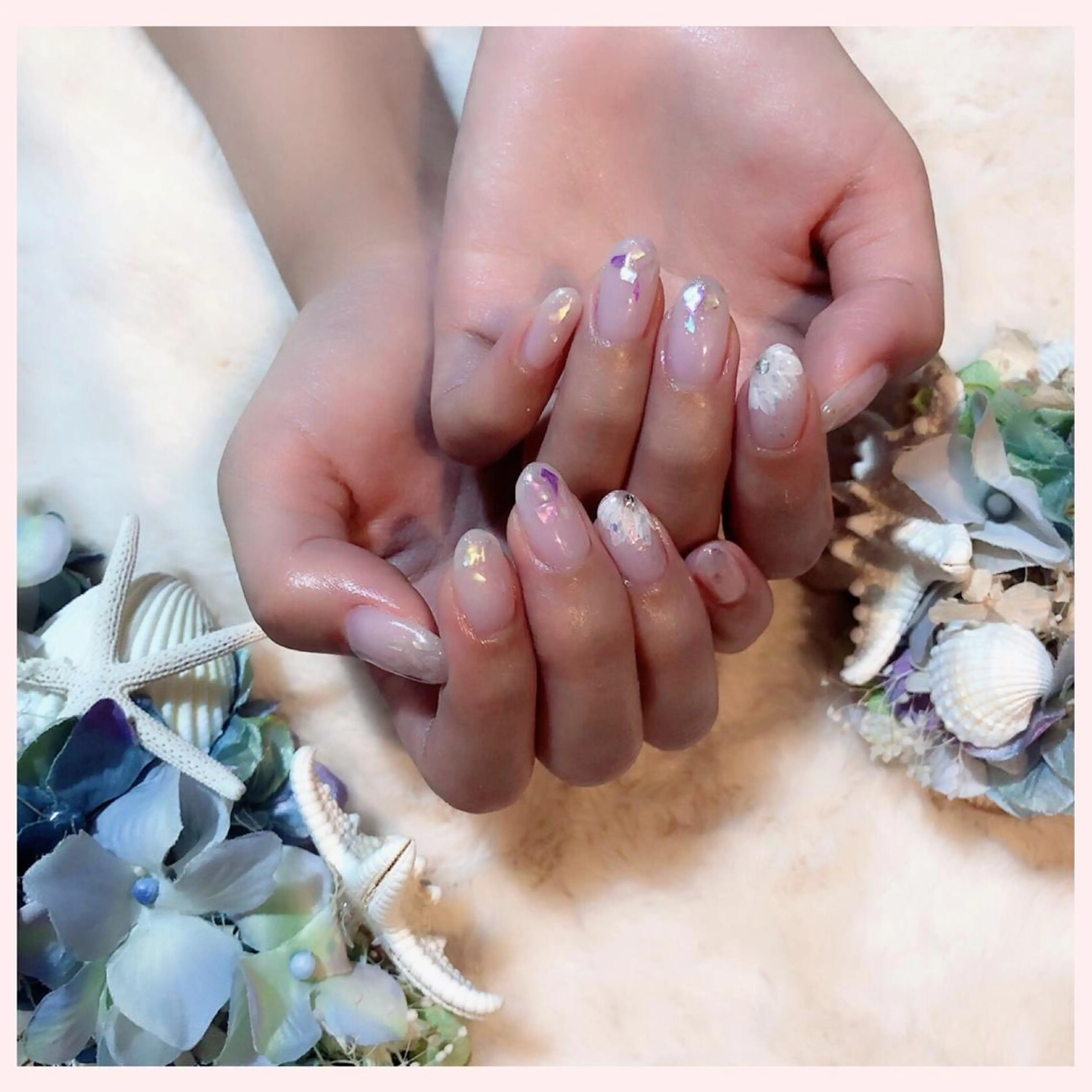 ネイル アートネイル フラワーネイル ラメ(グリッター) オフィスネイル ワンカラーネイル ハンドネイル YAS 青柳 安代のネイルデザイン