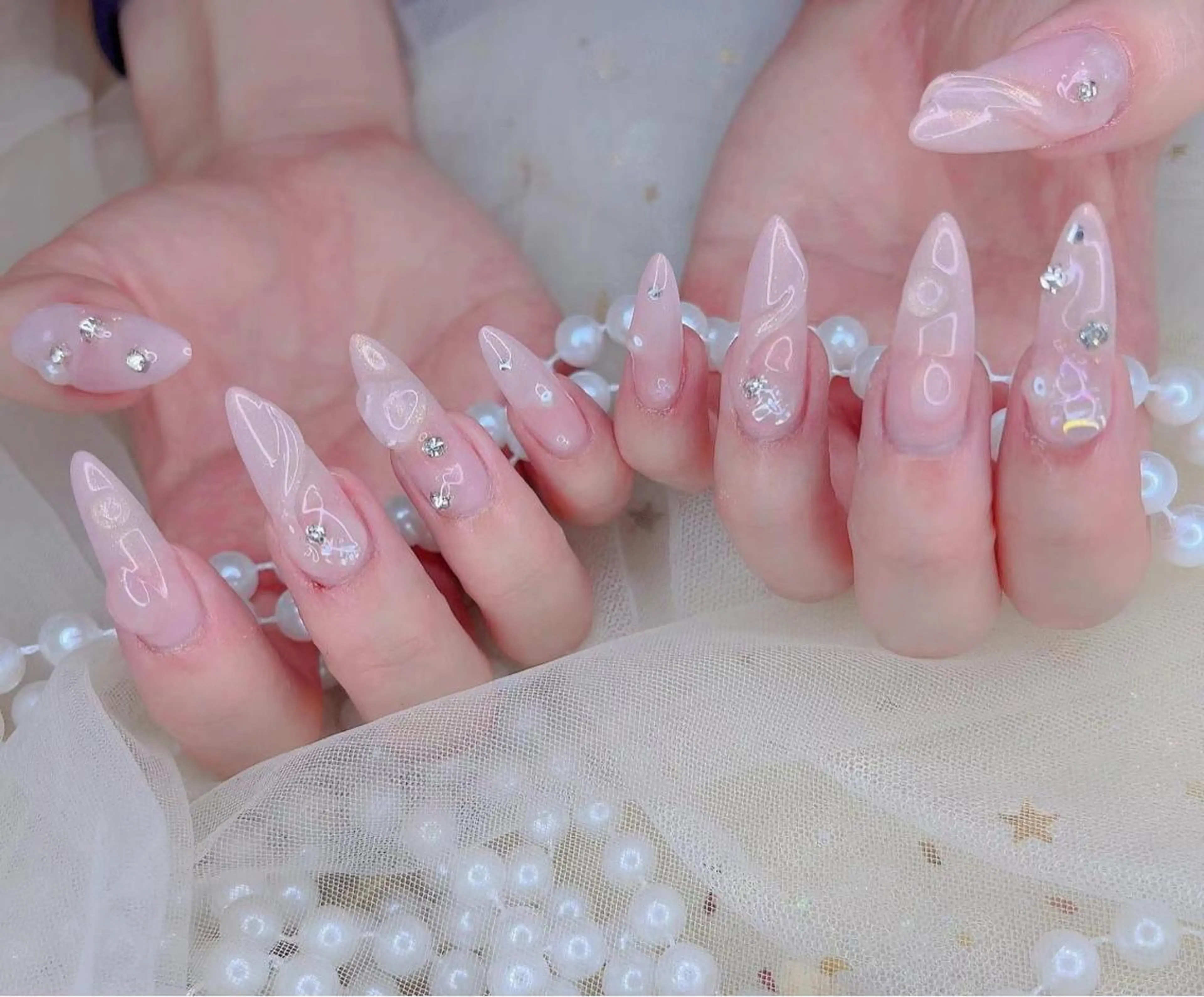 ネイル クリアネイル ピンク Babarla Nailのネイルデザイン