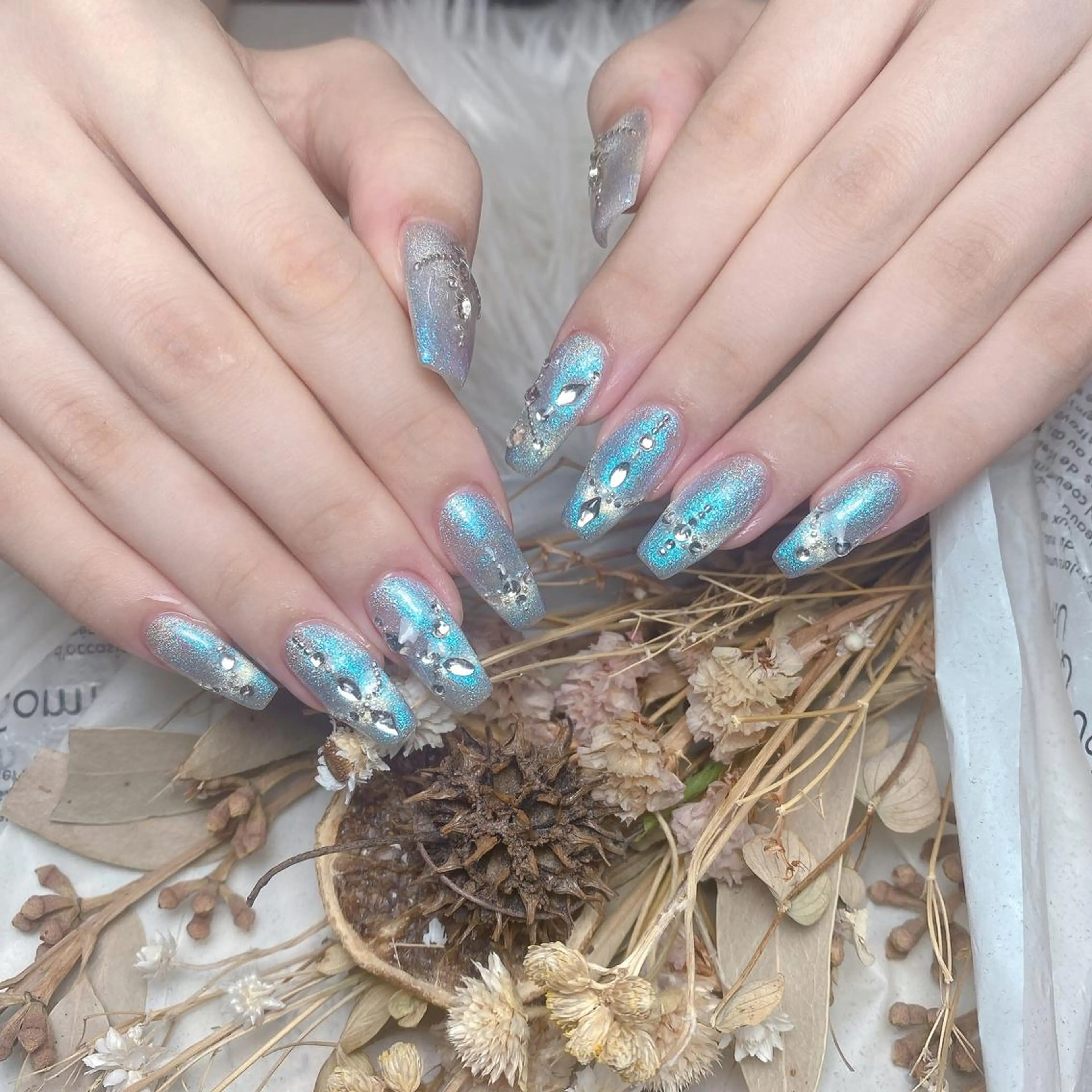 ネイル 長さ出し フレンチネイル ジェルネイル ガラスフレンチ 韓国ネイル HD.Studio 池袋-ネイル💦のネイルデザイン