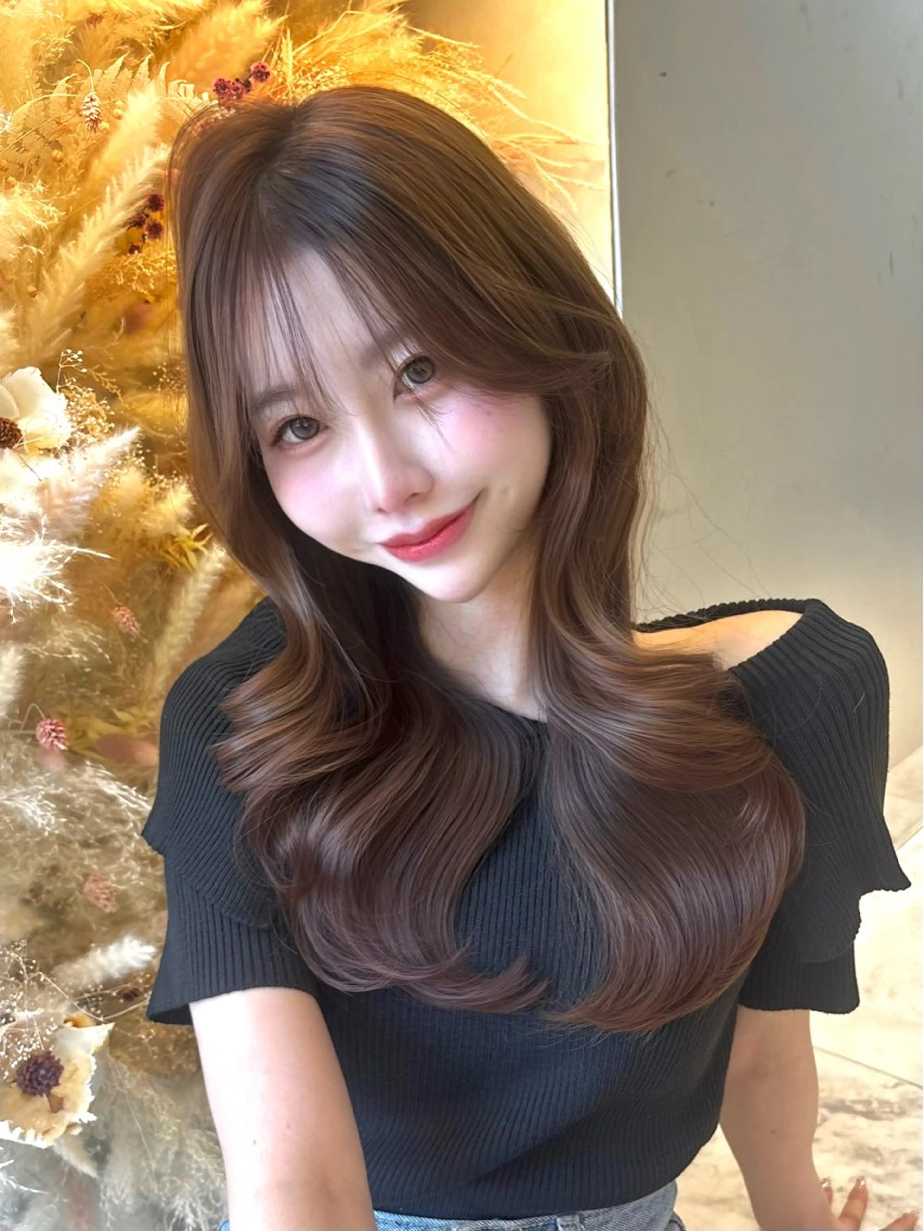 ロング カラー パーマ ヘアアレンジ メンズ ヘアカラー トリートメント 🤍韓国風レイヤー/ 艶髪🤍鳥越美羽のヘアスタイル