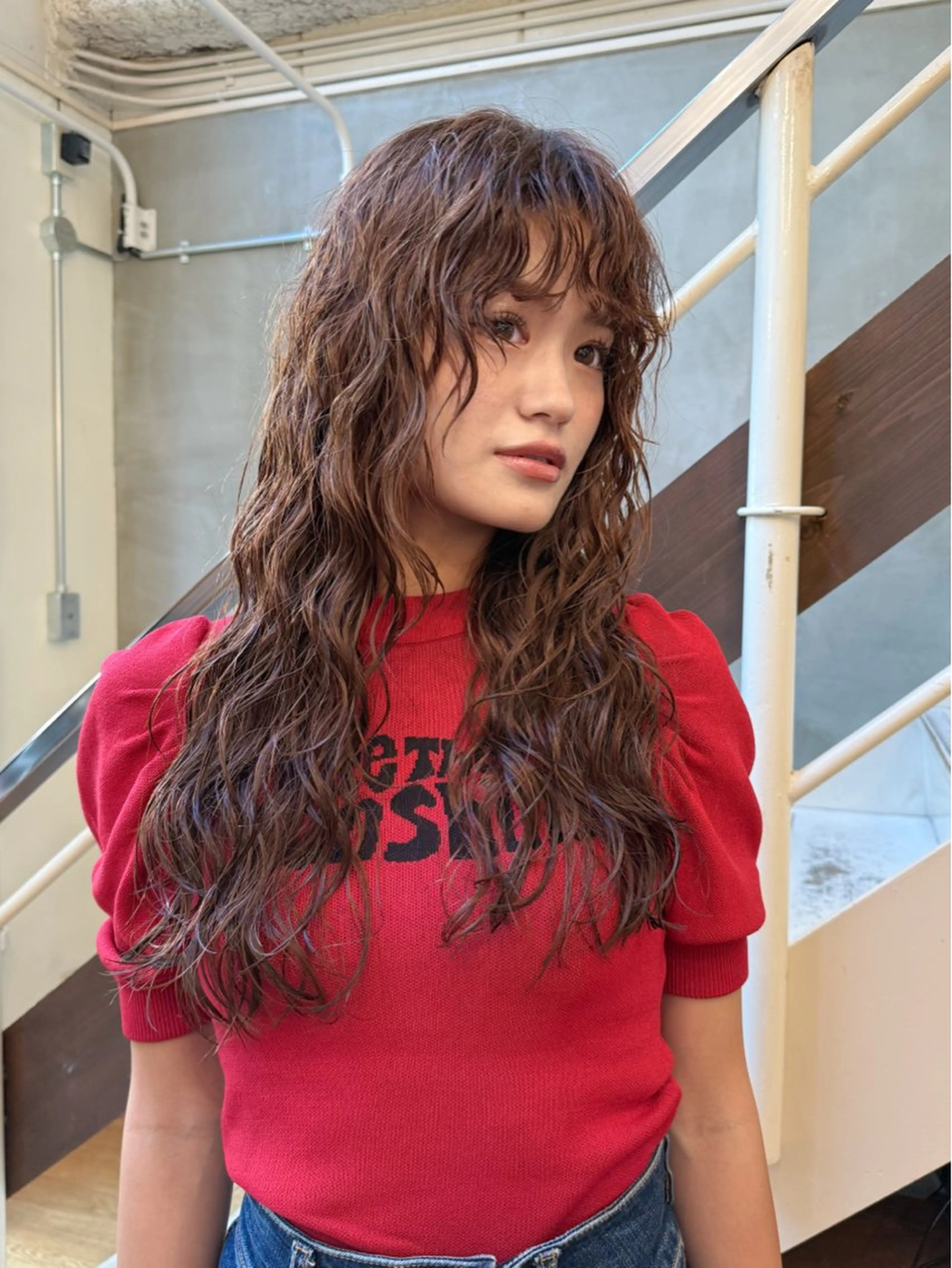 ロング パーマ レイヤーカット ロング ニュアンスパーマ 松尾/パーマ/堀江 心斎橋/なんばのヘアスタイル