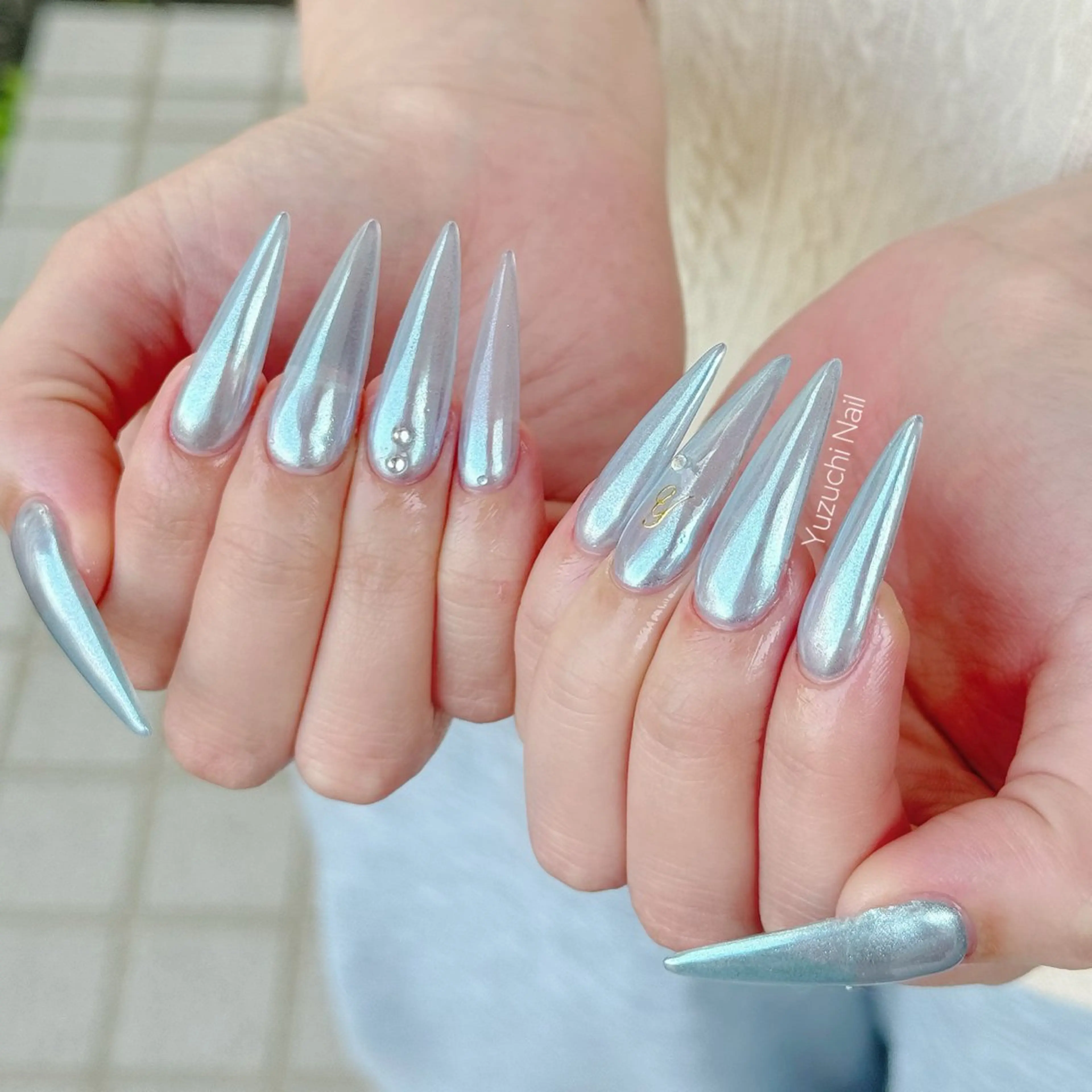 ネイル 長さ出し キラキラネイル ハンドネイル Yuzuchi Nailのネイルデザイン