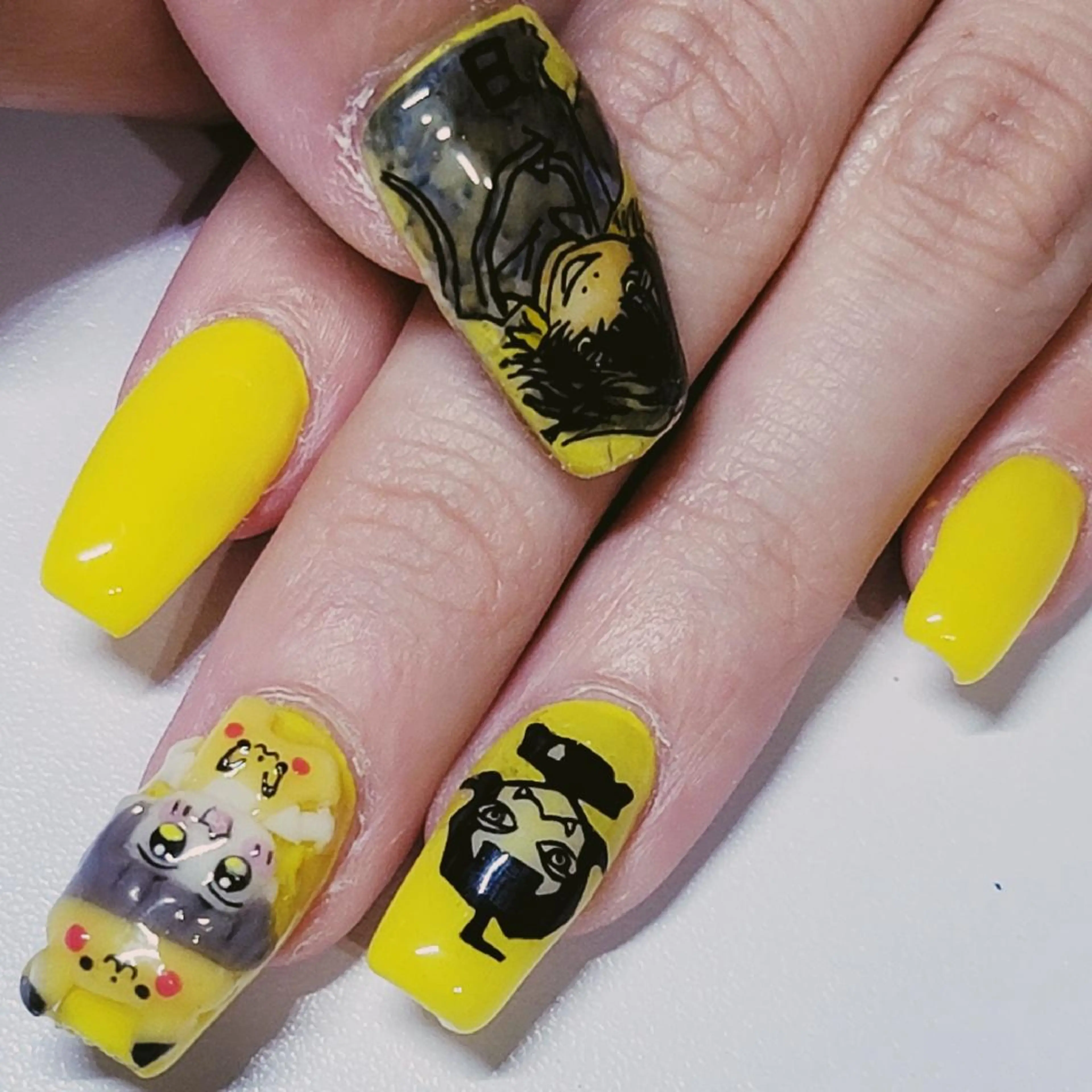 ネイル アートネイル ブルー ワンカラーネイル 黄色 ハンドネイル よしだ ひろきのネイルデザイン