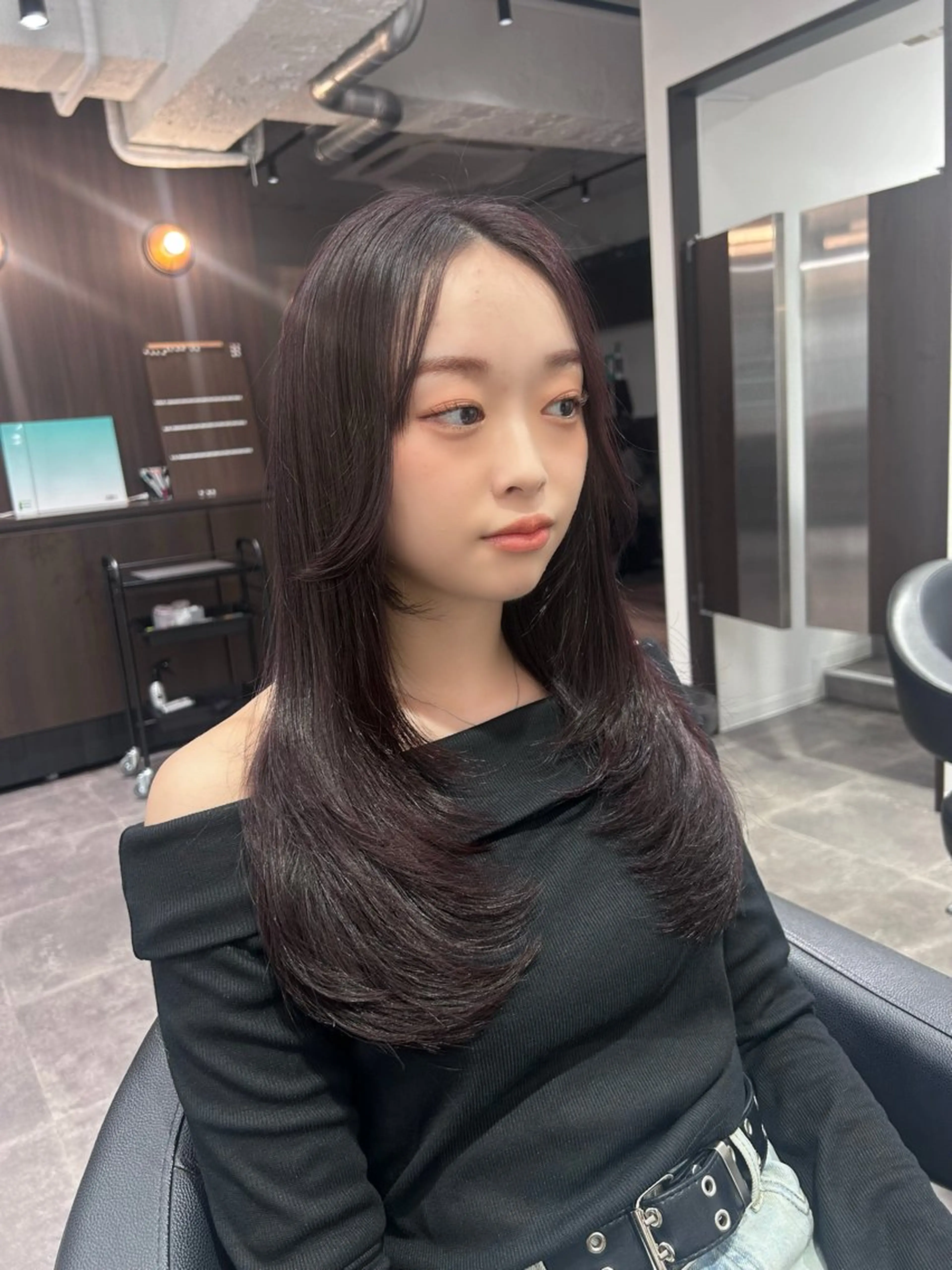 ロング カラー パーマ ヘアアレンジ メンズ キッズ ブリーチなしカラー/ ブラウン/レイヤーのヘアスタイル