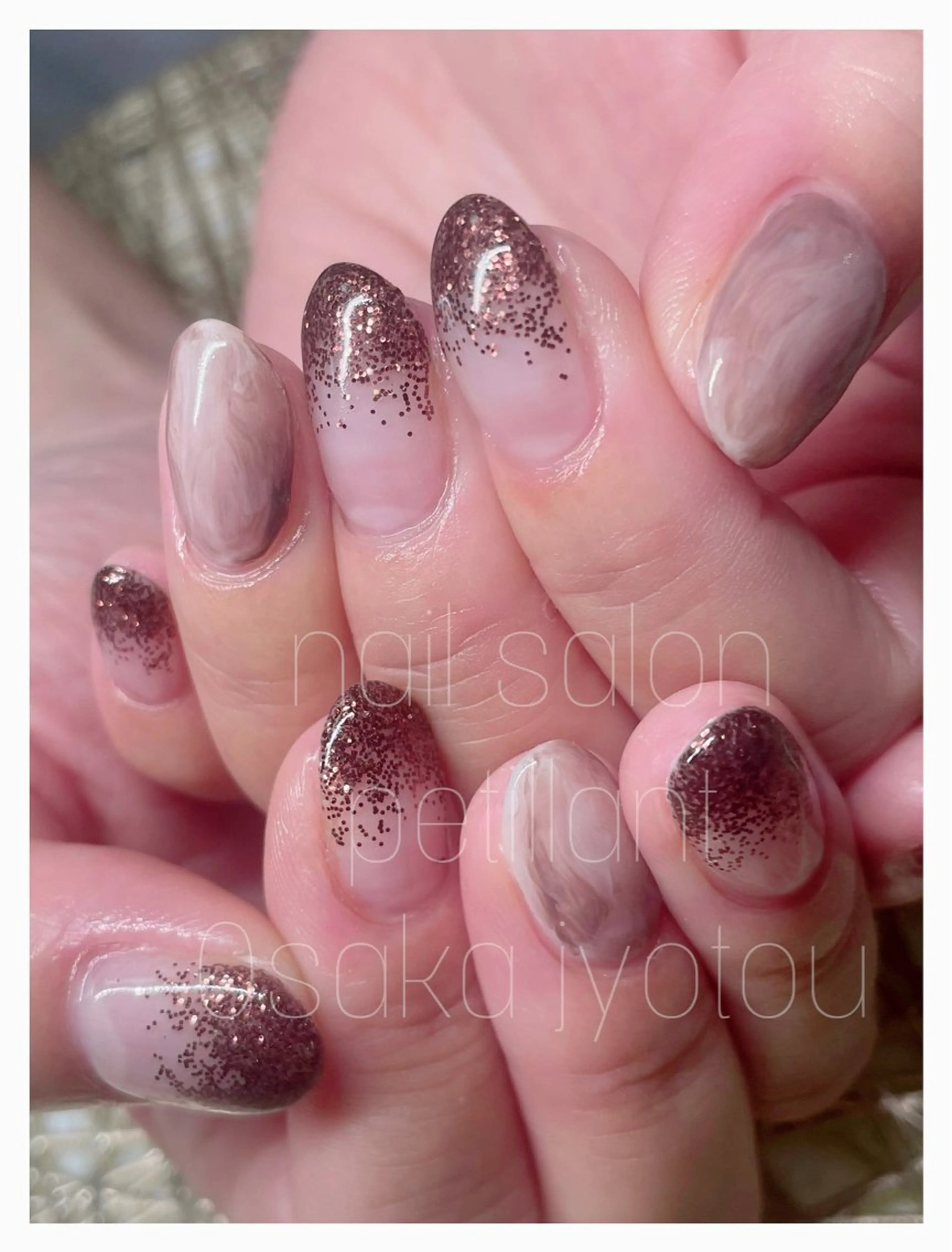 ネイル ブラウン ラメ(グリッター) nail salon petillantのネイルデザイン