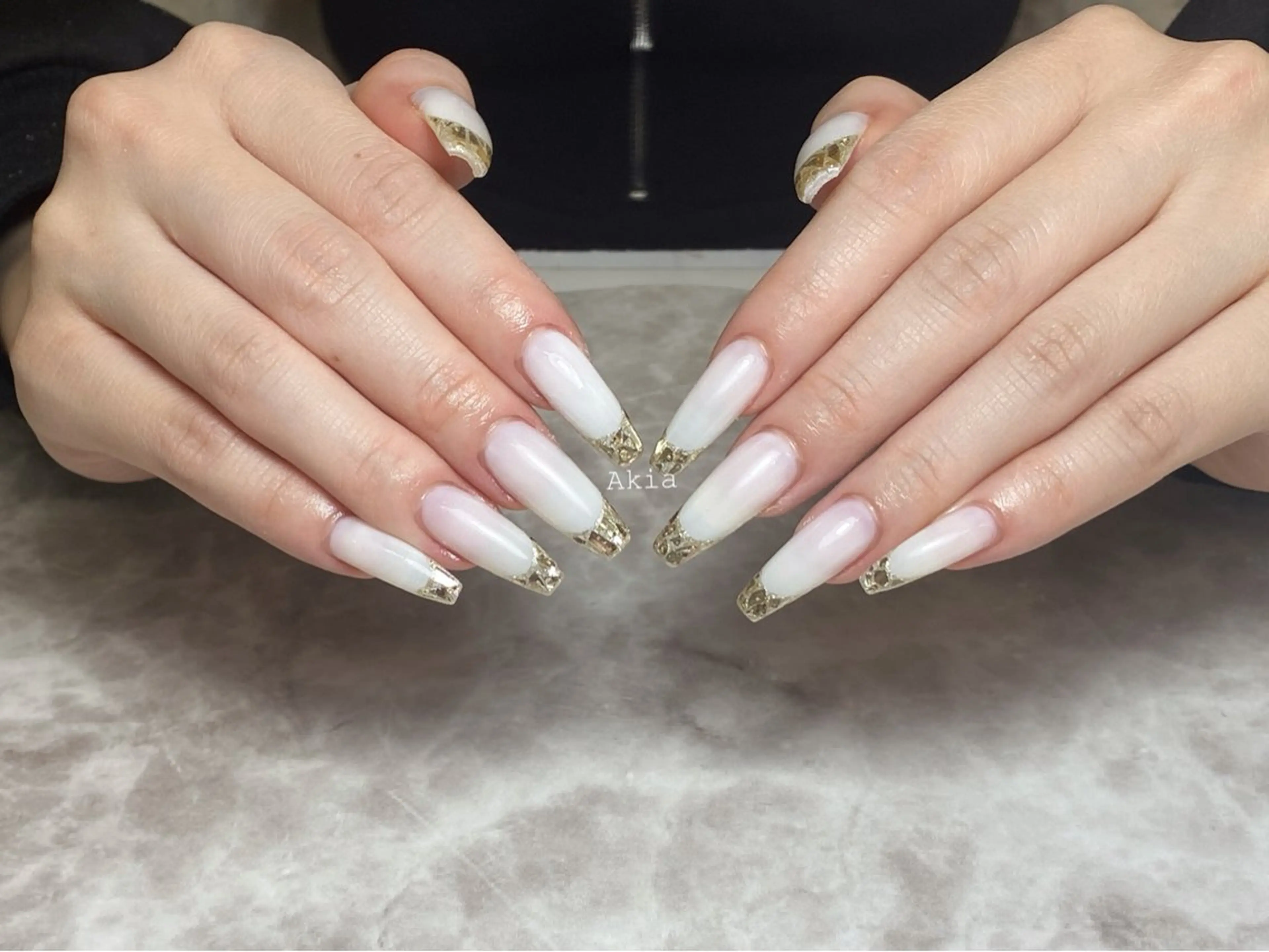 ネイル フレンチネイル ガラスフレンチ w wのネイルデザイン