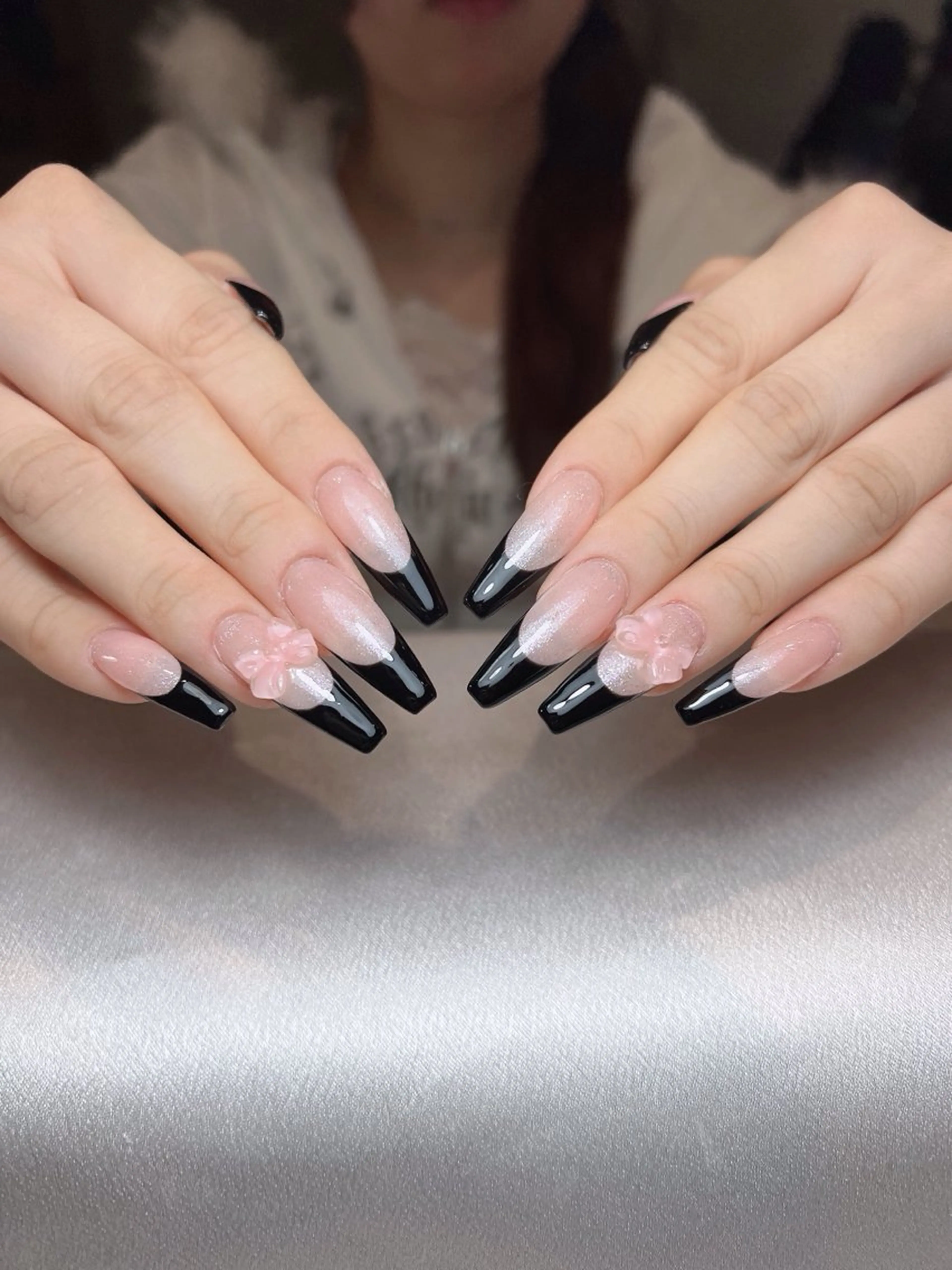 ネイル オーロラネイル ボルドー ブラウン 氷ネイル・うるうるネイル キラキラネイル ハンドネイル Sora  Nail 長さ出し専門店のネイルデザイン