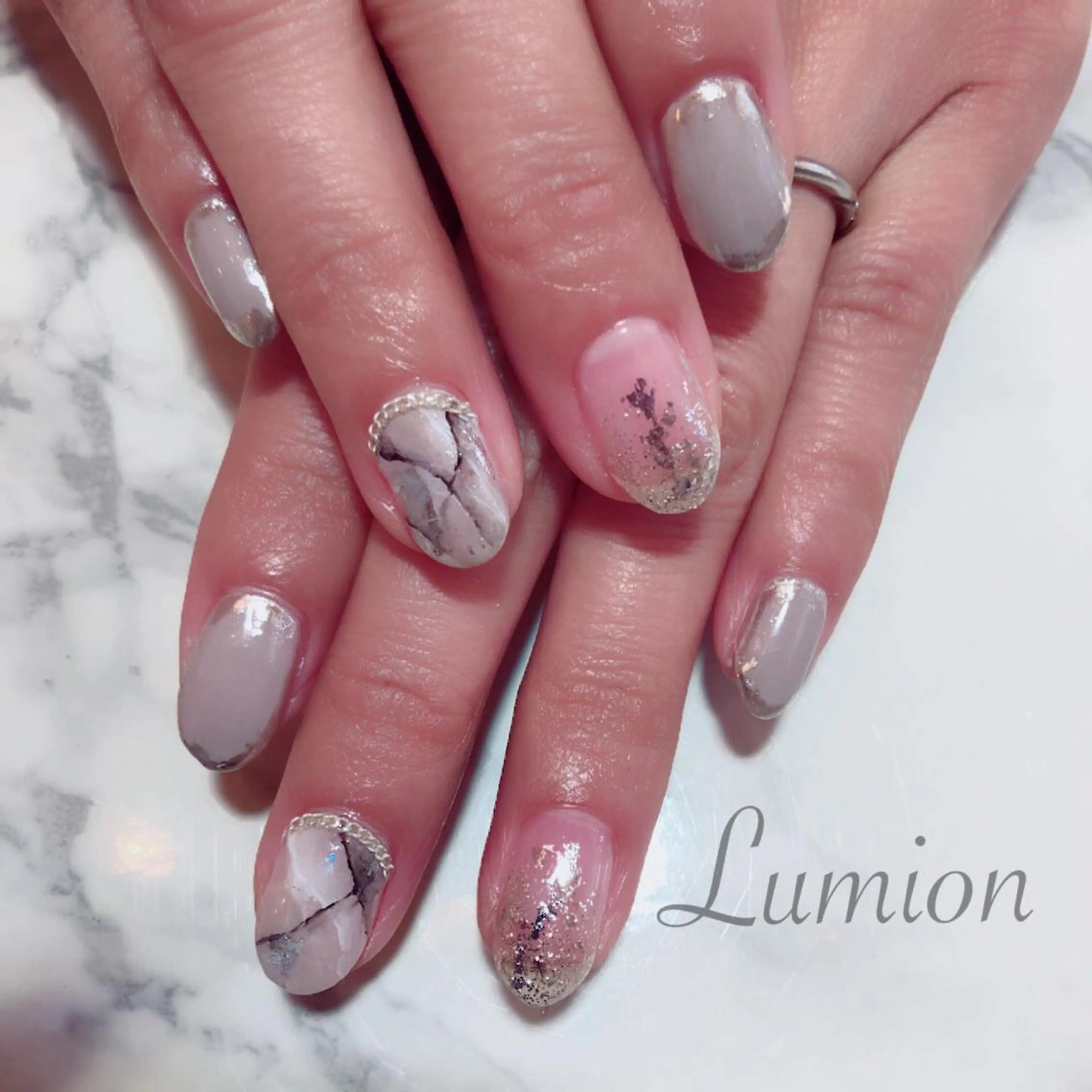 ネイル 大理石ネイル(マーブル) ハンドネイル nailroom Lumionのネイルデザイン