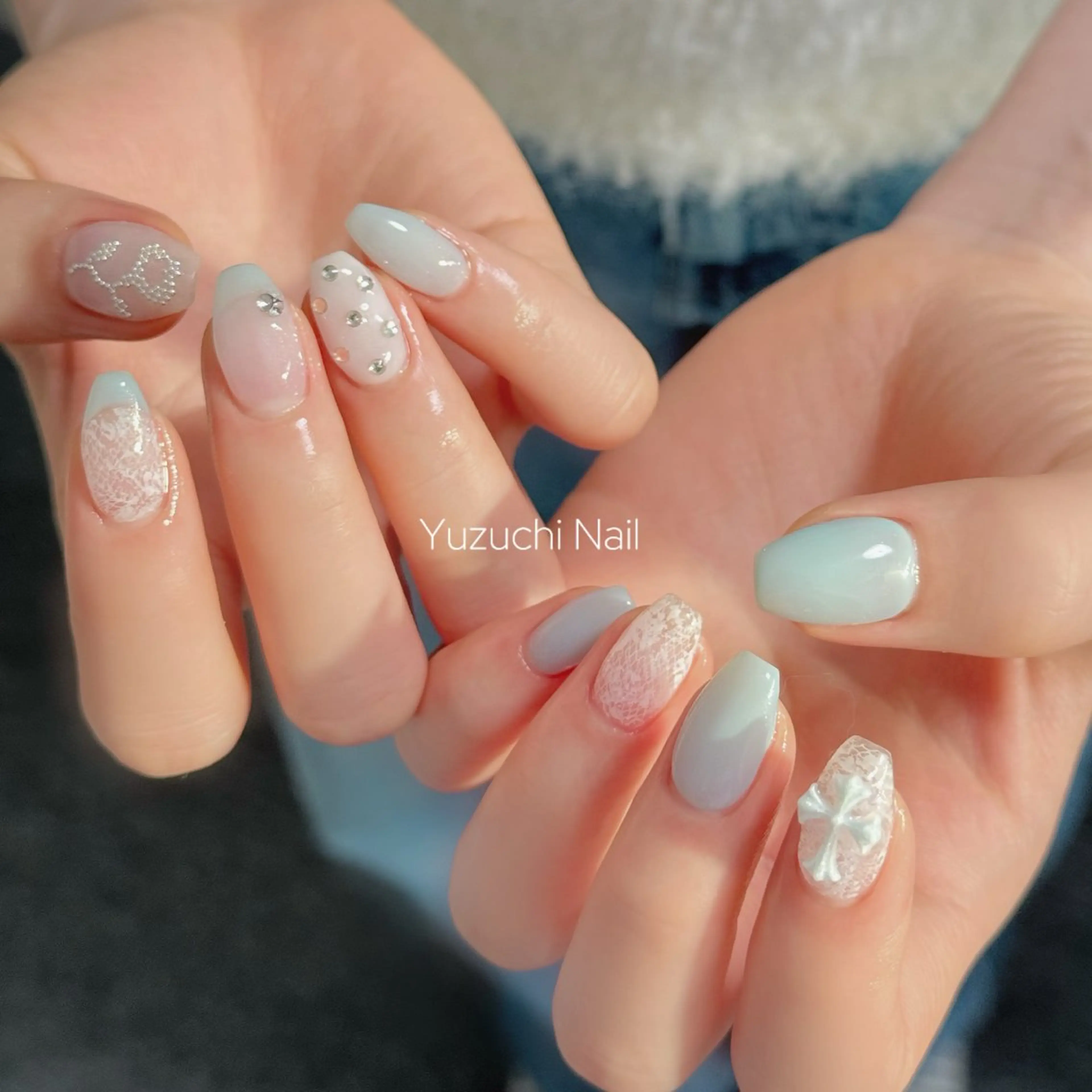 ネイル 長さ出し キラキラネイル ハンドネイル Yuzuchi Nailのネイルデザイン