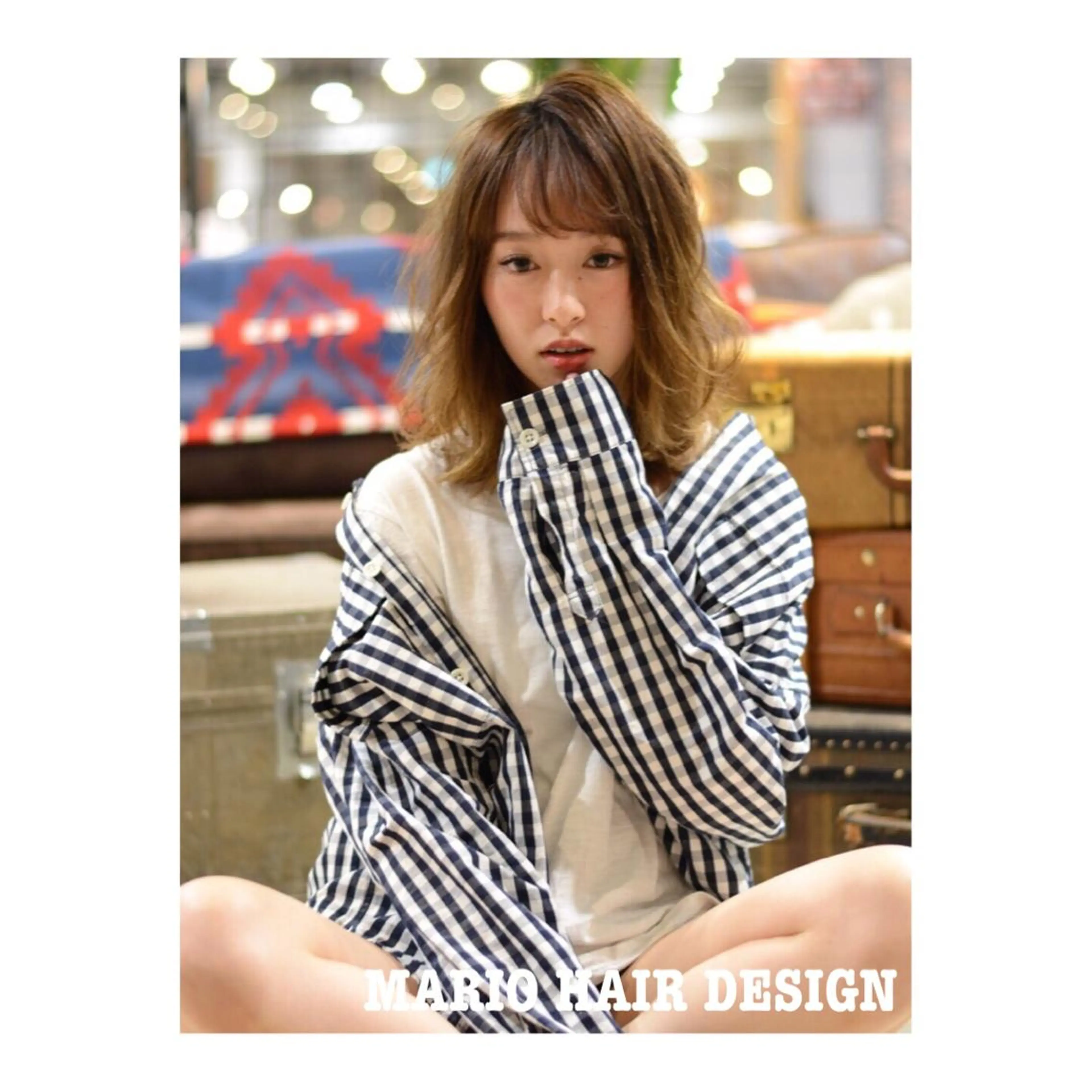 ミディアム カラー パーマ ミディアムパーマ ベージュカラー 透明感カラー 竹嶌 健吾のヘアスタイル