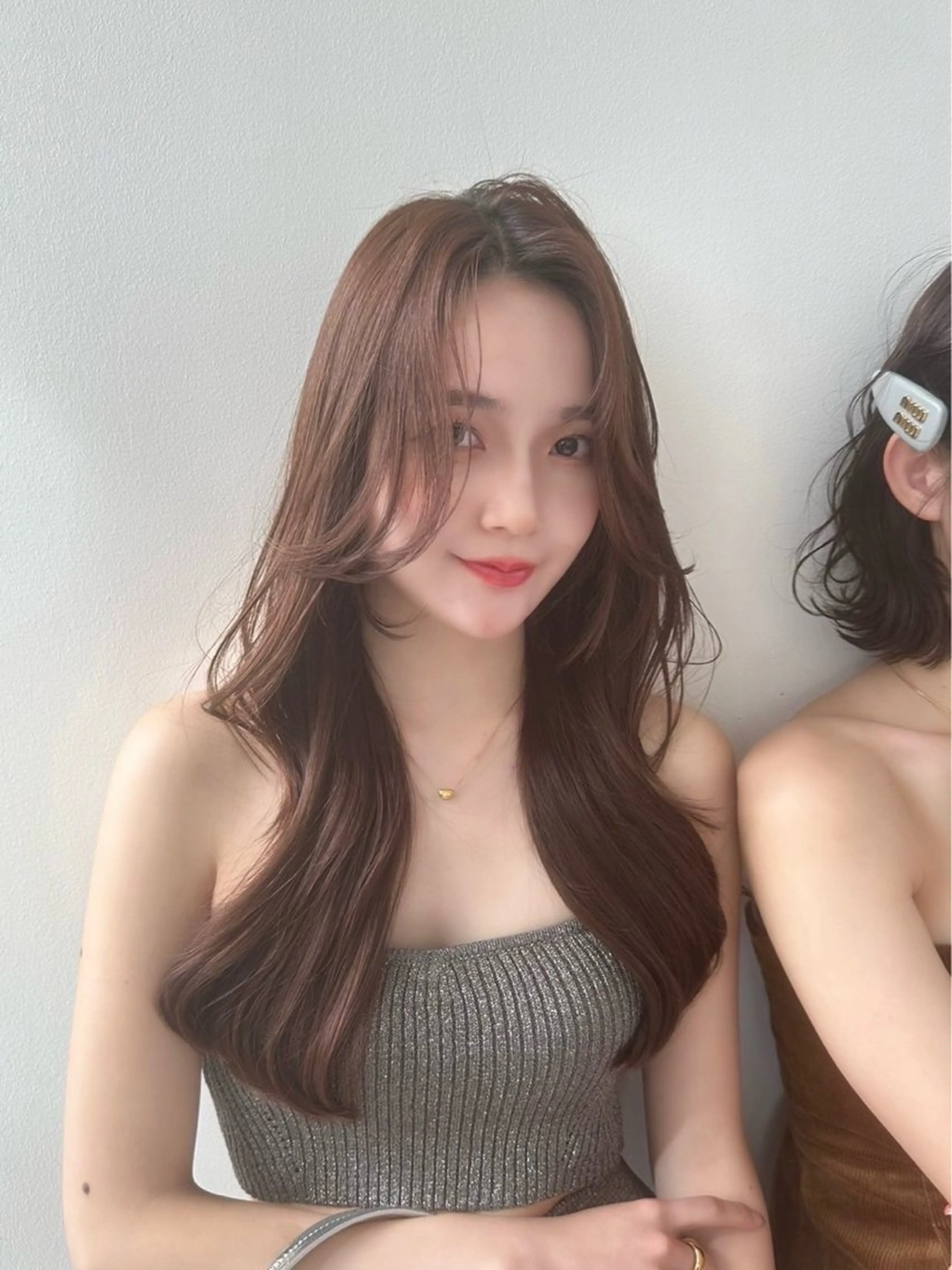 セミロング カラー ベージュカラー 黒髪 ブルーカラー ブルーブラック ブラウンカラー カット ヘアカラー トリートメント 新宿/韓国レイヤー 髪質改善カラー/角所のヘアスタイル