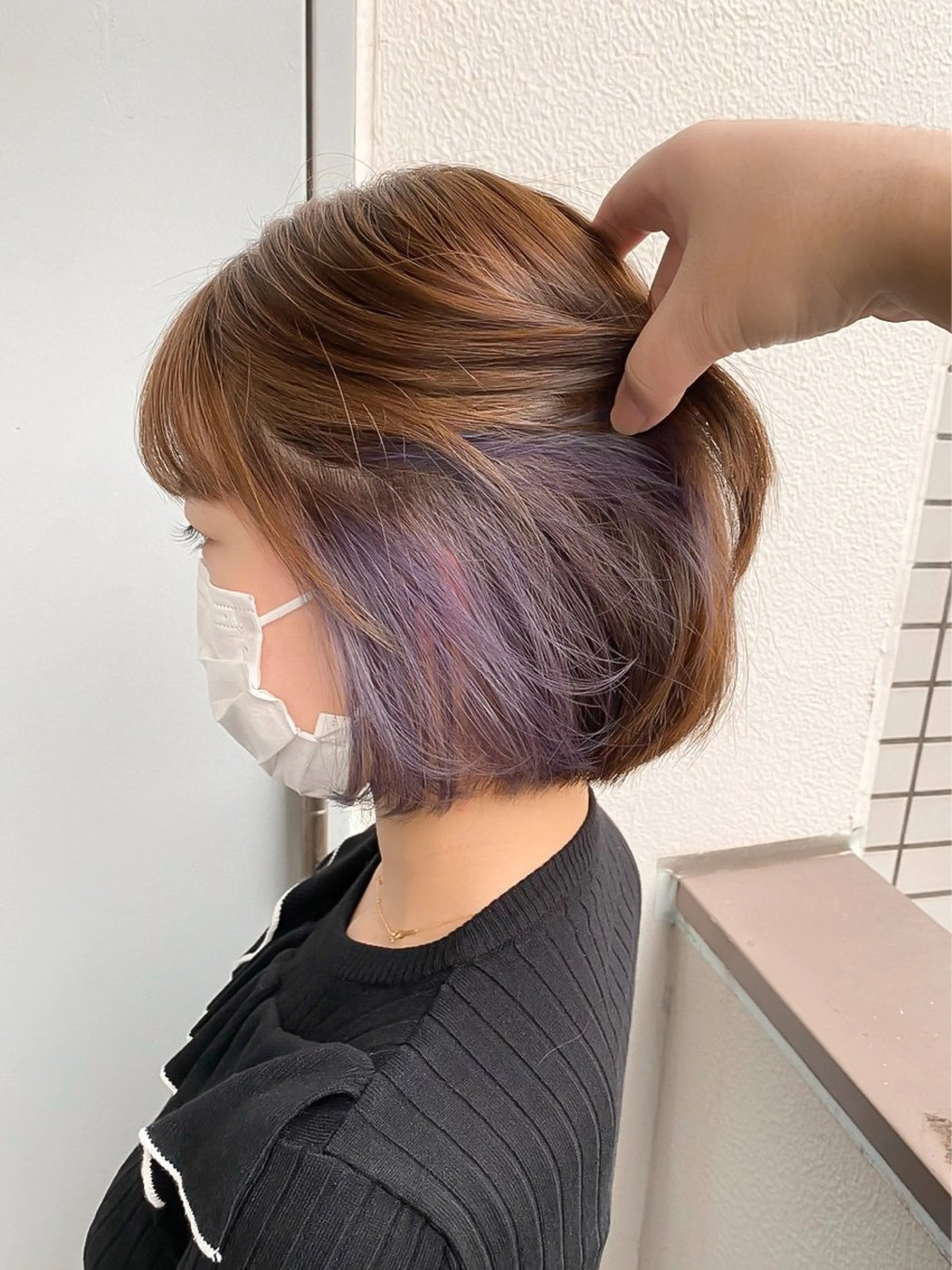 ショート カラー ブリーチ ケアブリーチ ダブルカラー イヤリングカラー ラベンダーカラー 【縮毛矯正ブリーチ】 MANATO🌈のヘアスタイル