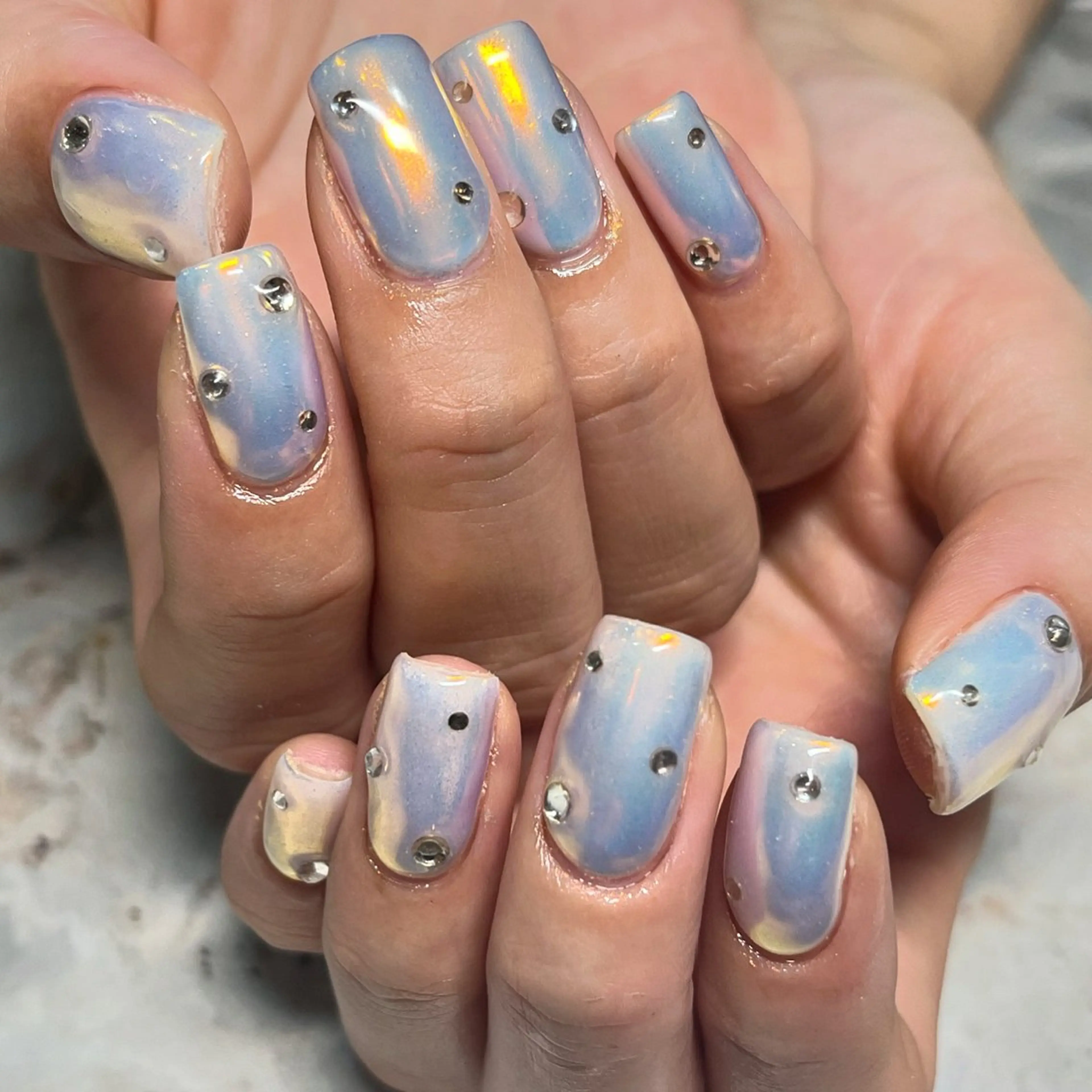 ネイル ミラーネイル オレンジ IZUMIꕤnail 堺筋本町｜心斎橋のネイルデザイン