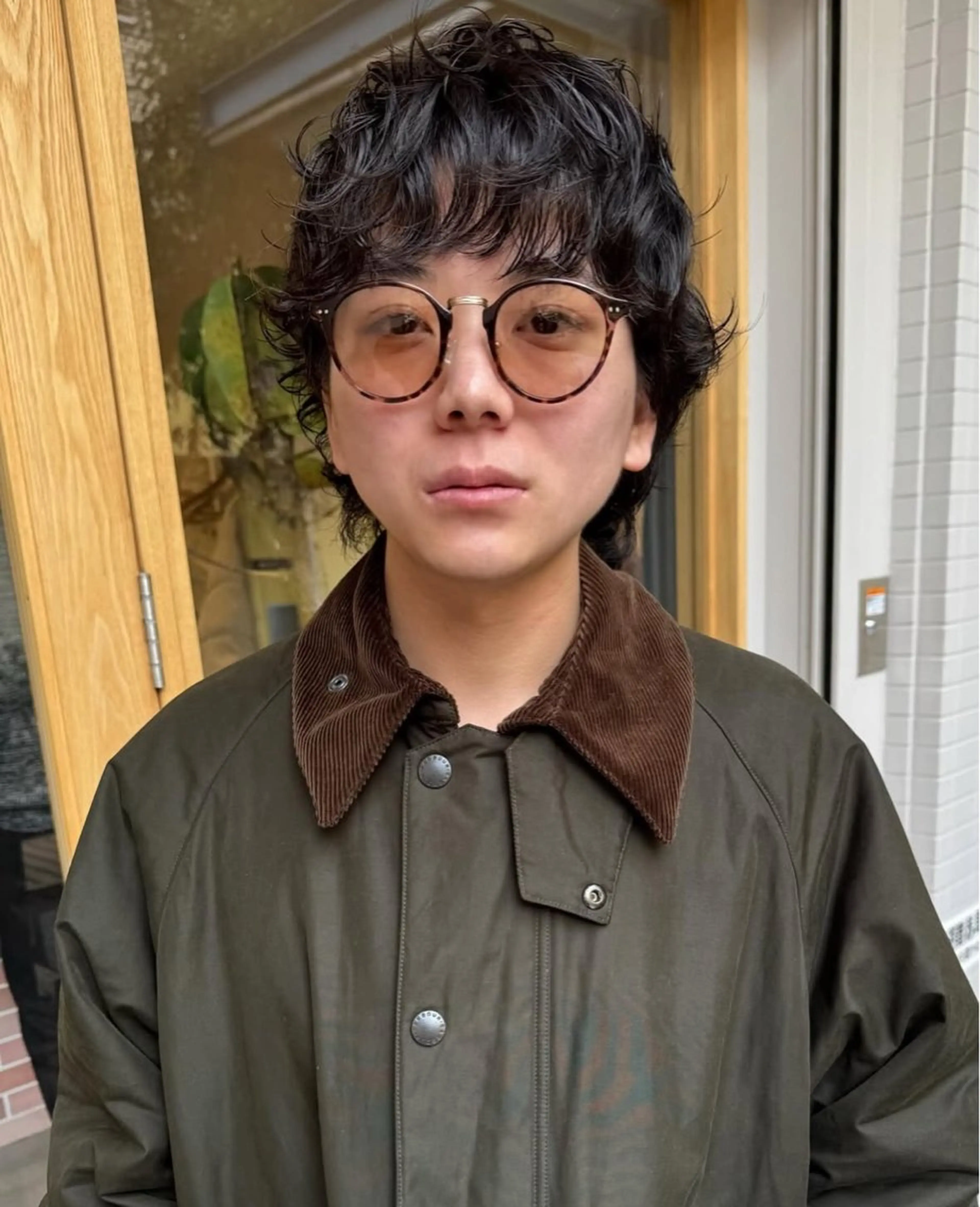 パーマ メンズ センターパート マッシュウルフ マッシュ メンズパーマ 学生（メンズ向け） ハイトーン縮毛/縮毛 なーな🎀🤍のヘアスタイル