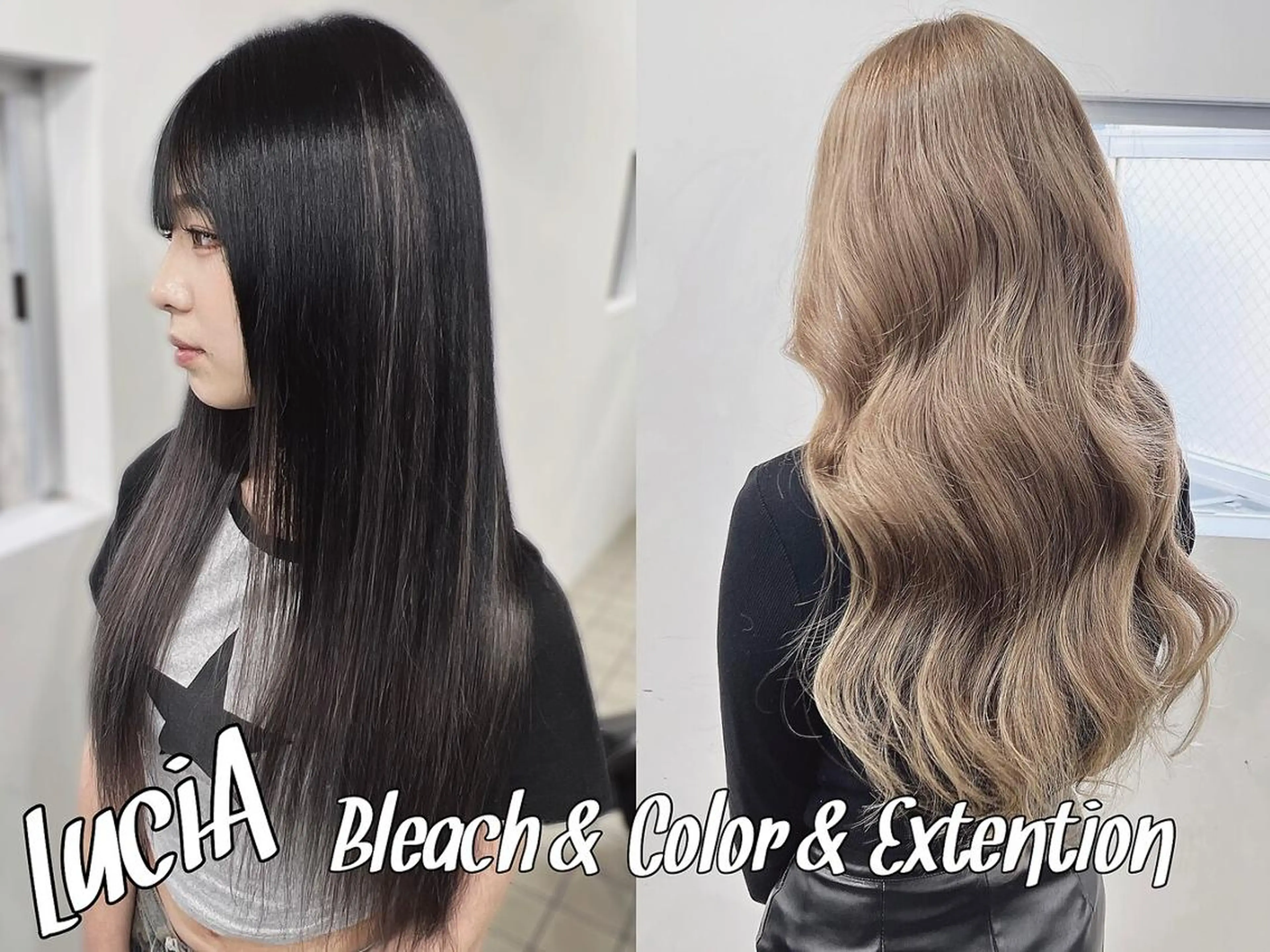 ロング カラー ヘアアレンジ LuciA エクステカラーのヘアスタイル