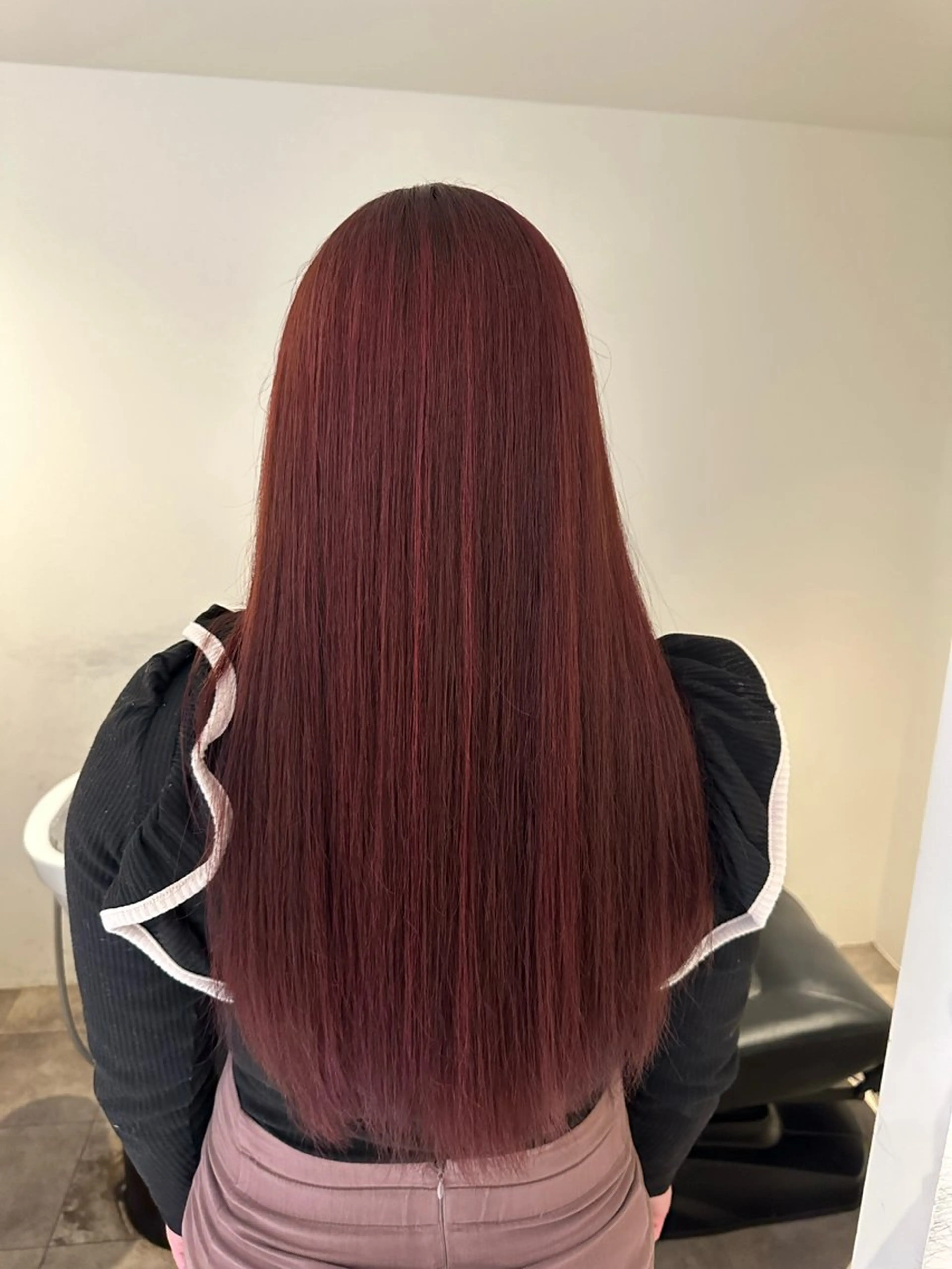 ロング ヘアカラー トリートメント レイヤー/蟹江/ くすみカラー/川口のヘアスタイル