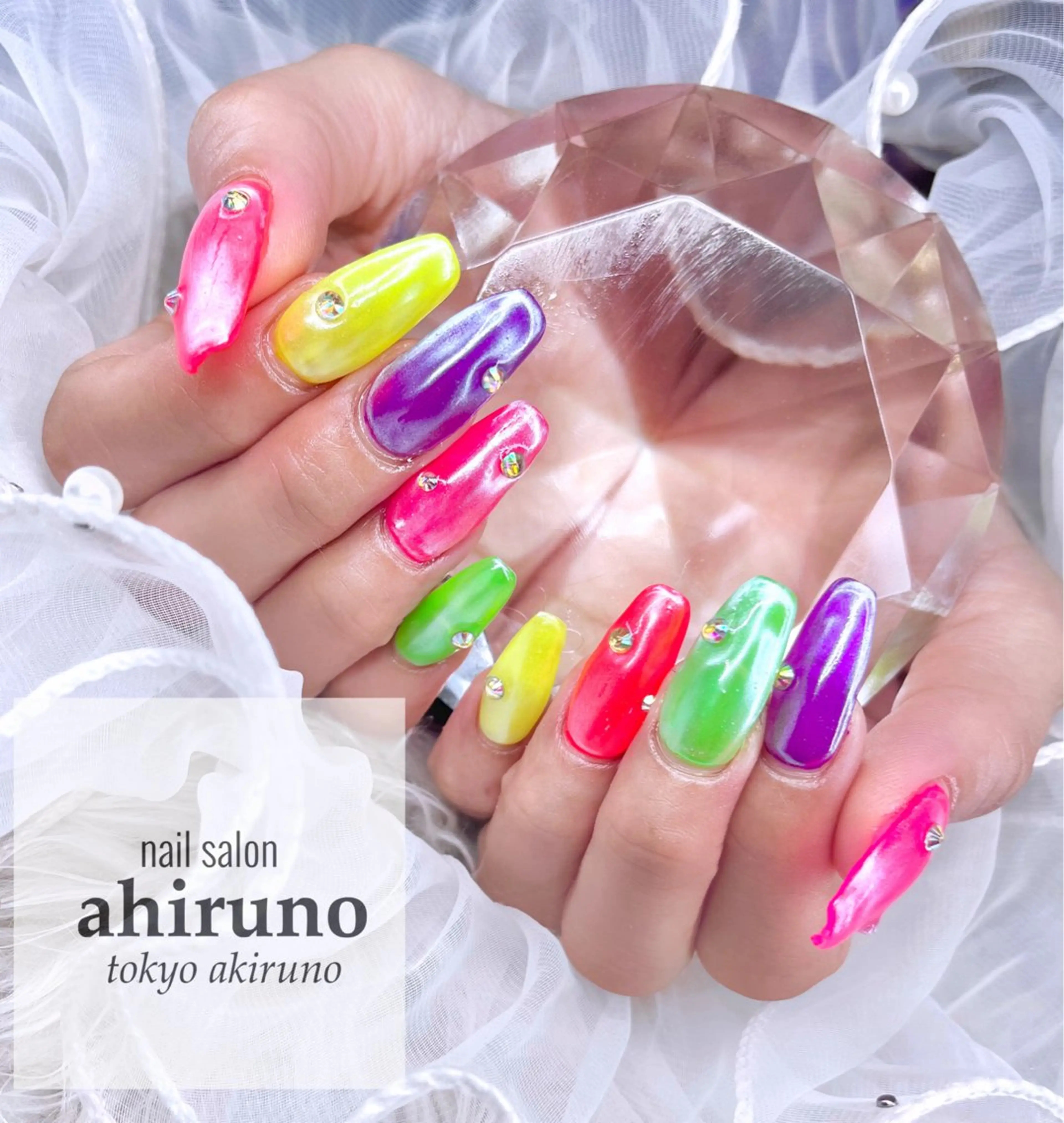 ネイル 長さ出し 夏ネイル ハンドネイル 東京あきる野市ネイル ✿ ｙｕiのネイルデザイン