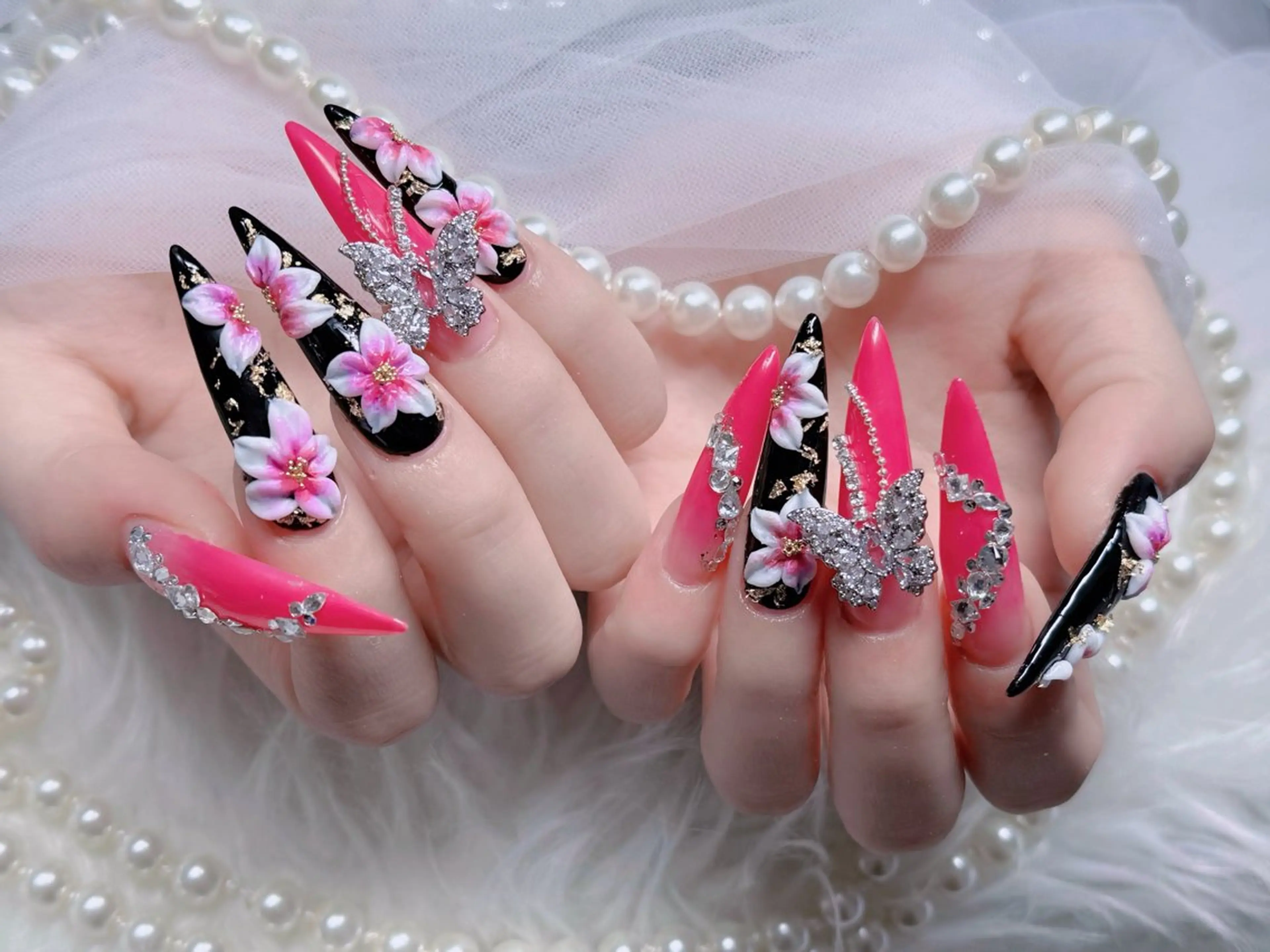 ネイル アートネイル ボルドー フレンチネイル ジェルネイル 氷ネイル・うるうるネイル ハンドネイル H.baby Nail Salonのネイルデザイン