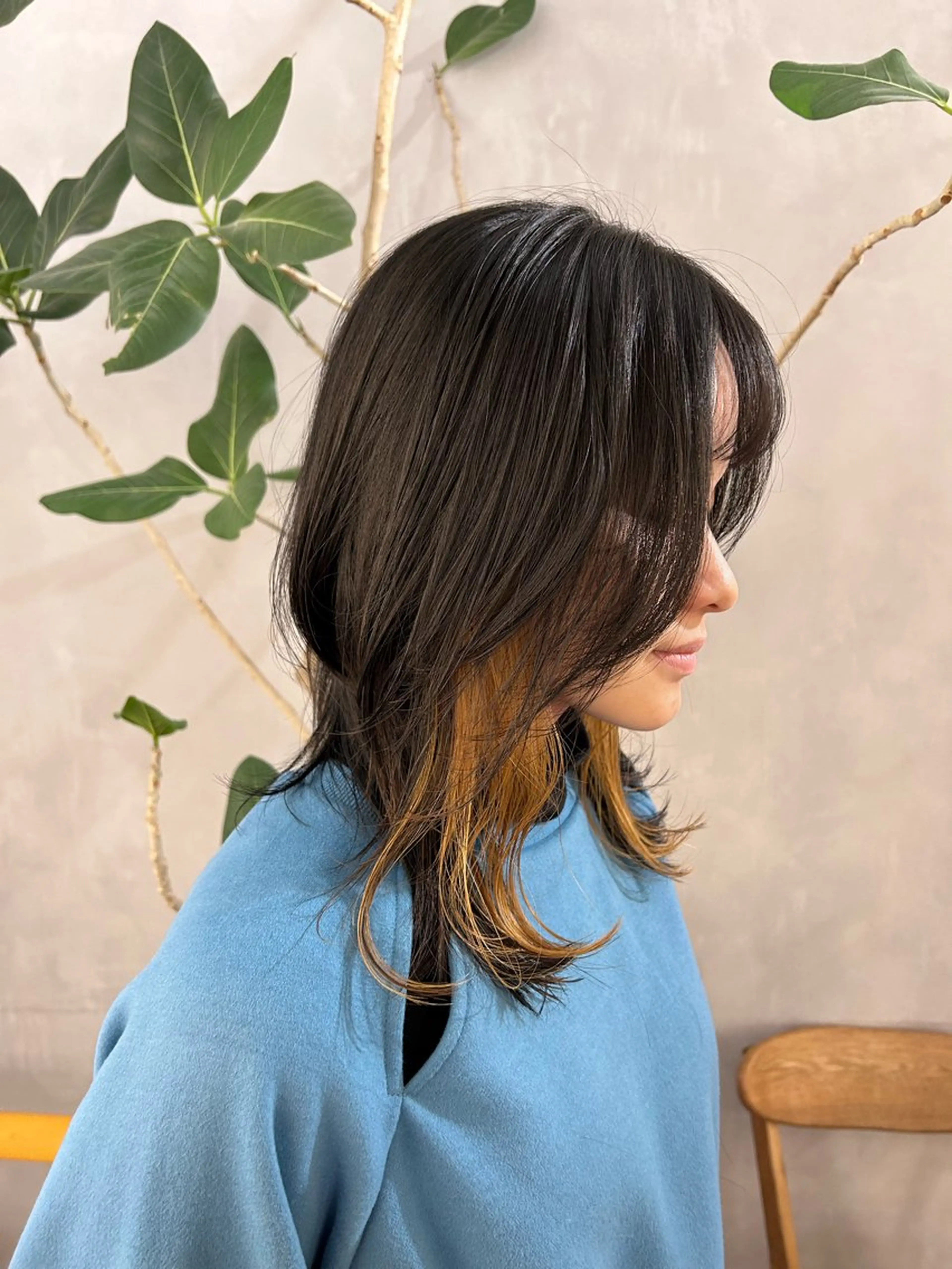 セミロング カラー 切りっぱなしBOB 職人💜Anzuのヘアスタイル