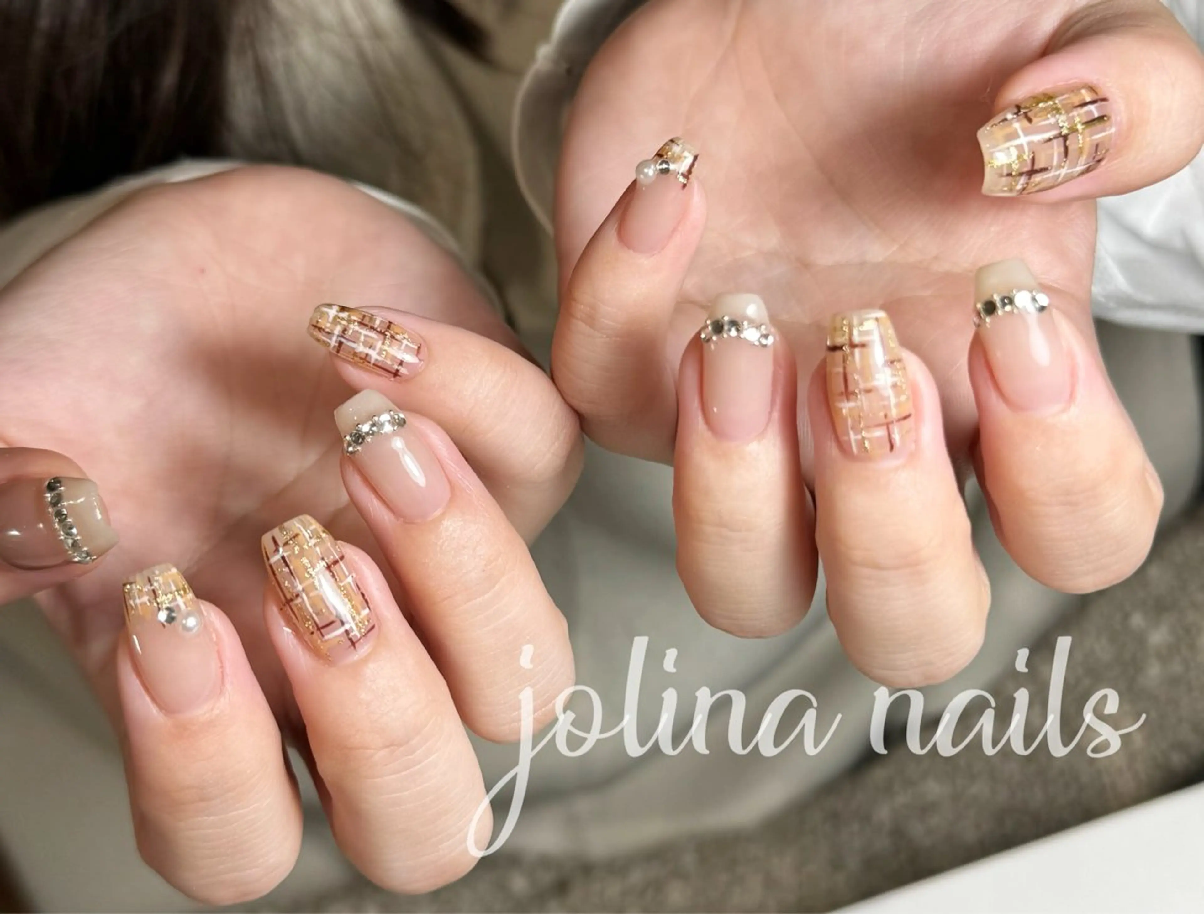 ネイル ツイードネイル ハンドネイル jolina nails鶴見店のネイルデザイン