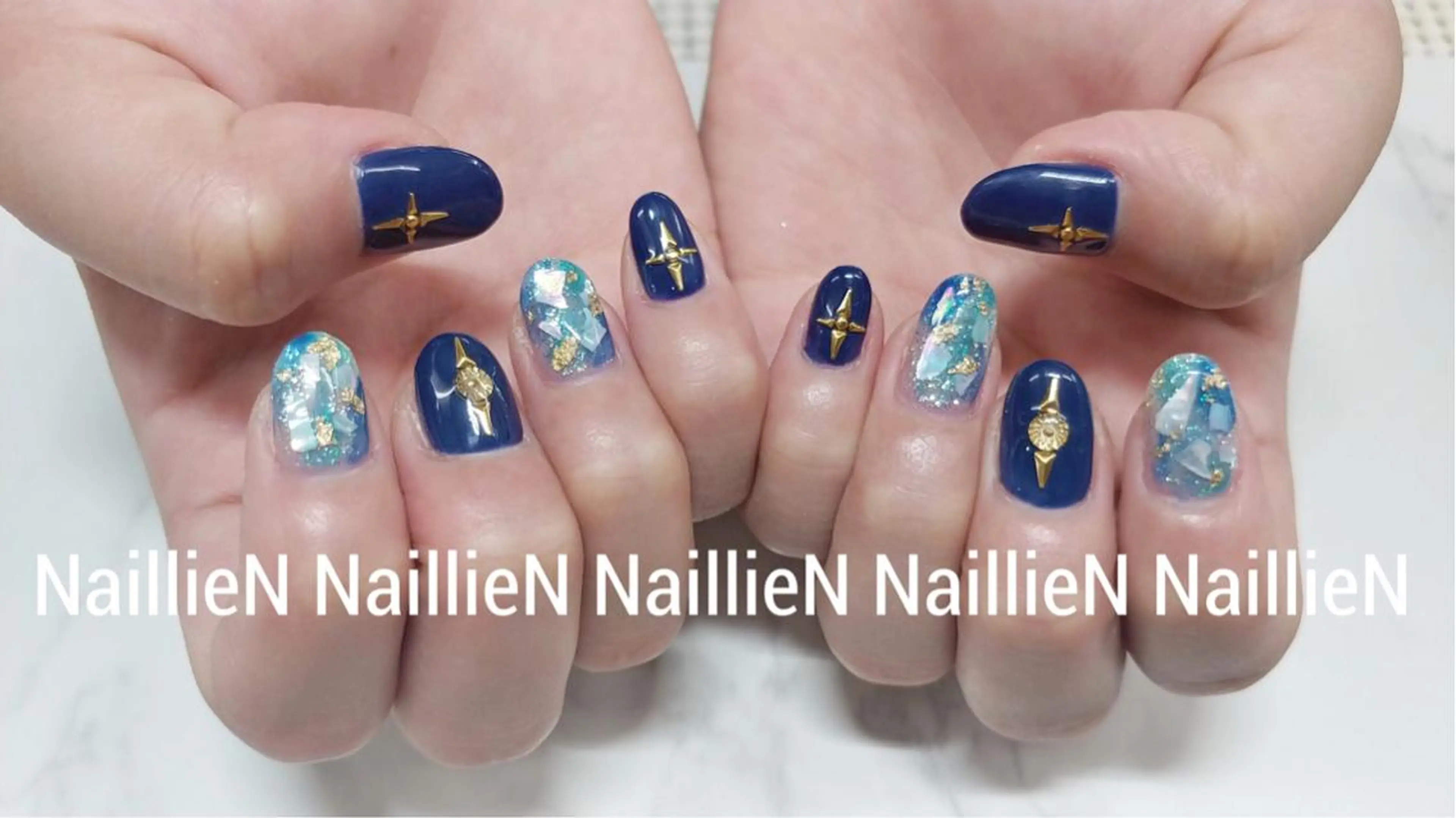 ネイル ブルー 持ち込み Nail lieNのネイルデザイン