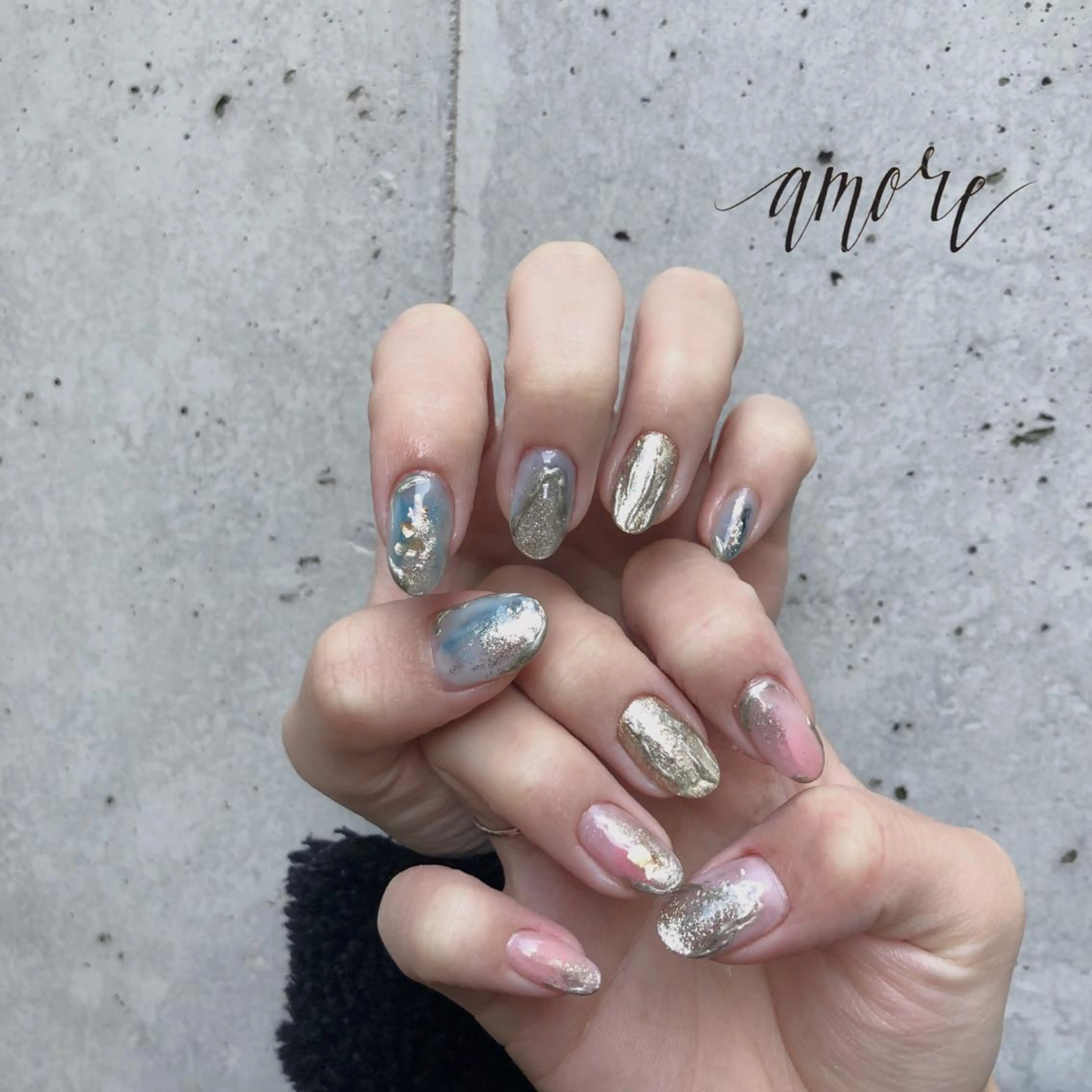 ネイル ジェルネイル ラメ(グリッター) ミラーネイル ニュアンスネイル You kyehwaのネイルデザイン