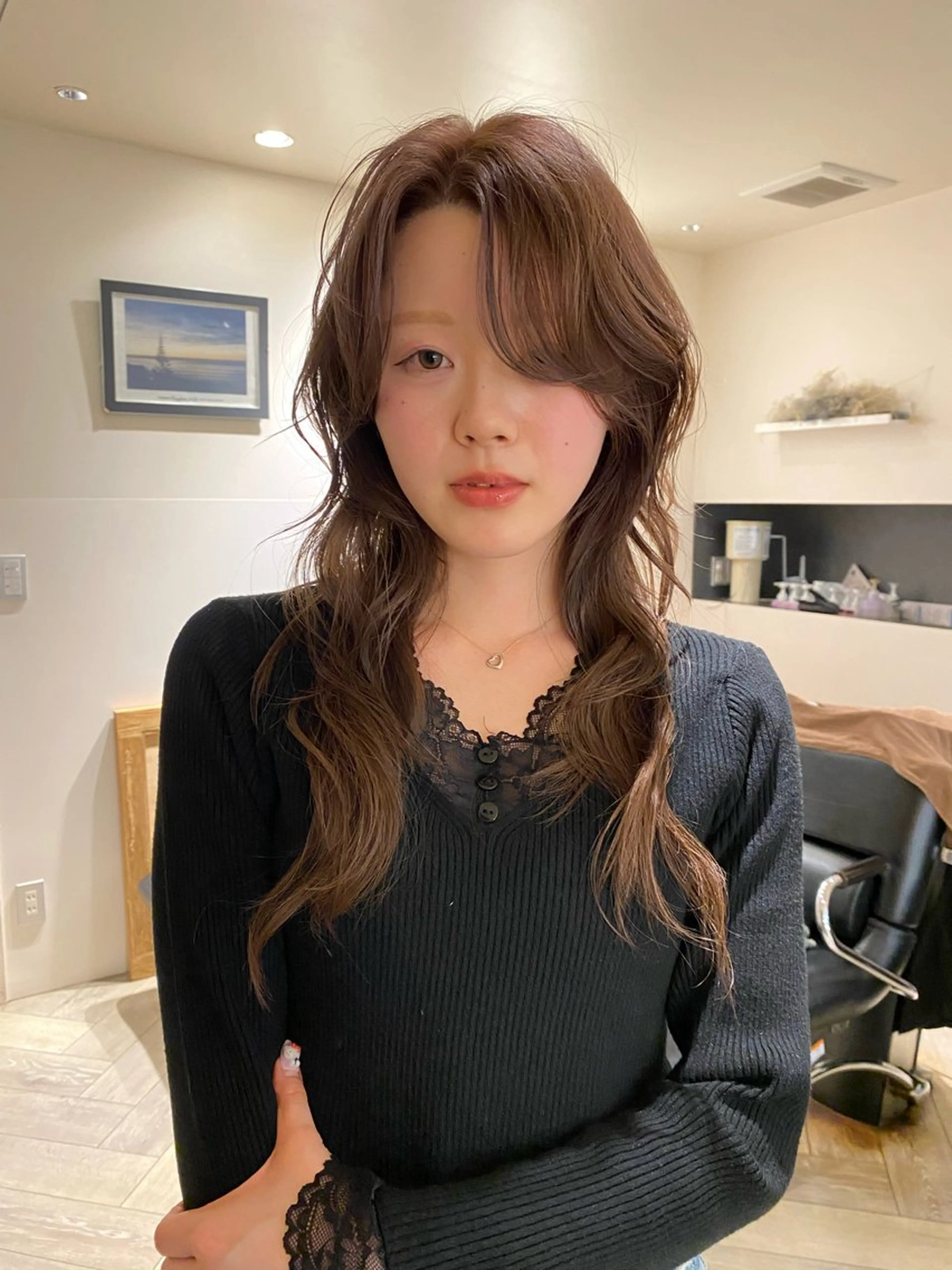ロング カラー カット ヘアカラー ナチュラルヘア🫧 ナナミのヘアスタイル