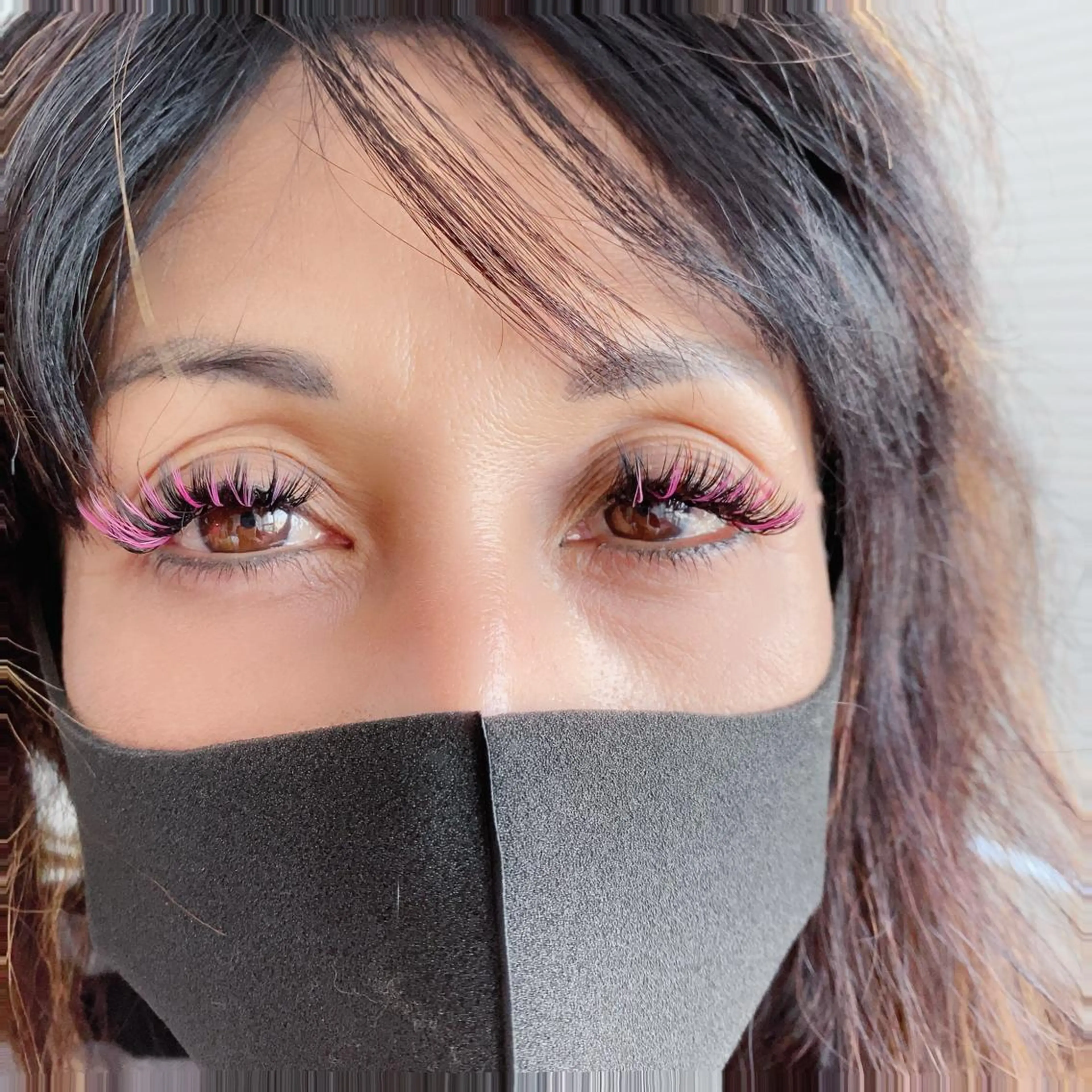 カラー パーマ マツエク・マツパ アイブロウ ピンクカラー 眉カラー カラーマツエク 神山 ビューティー・アイのマツエク・マツパデザイン