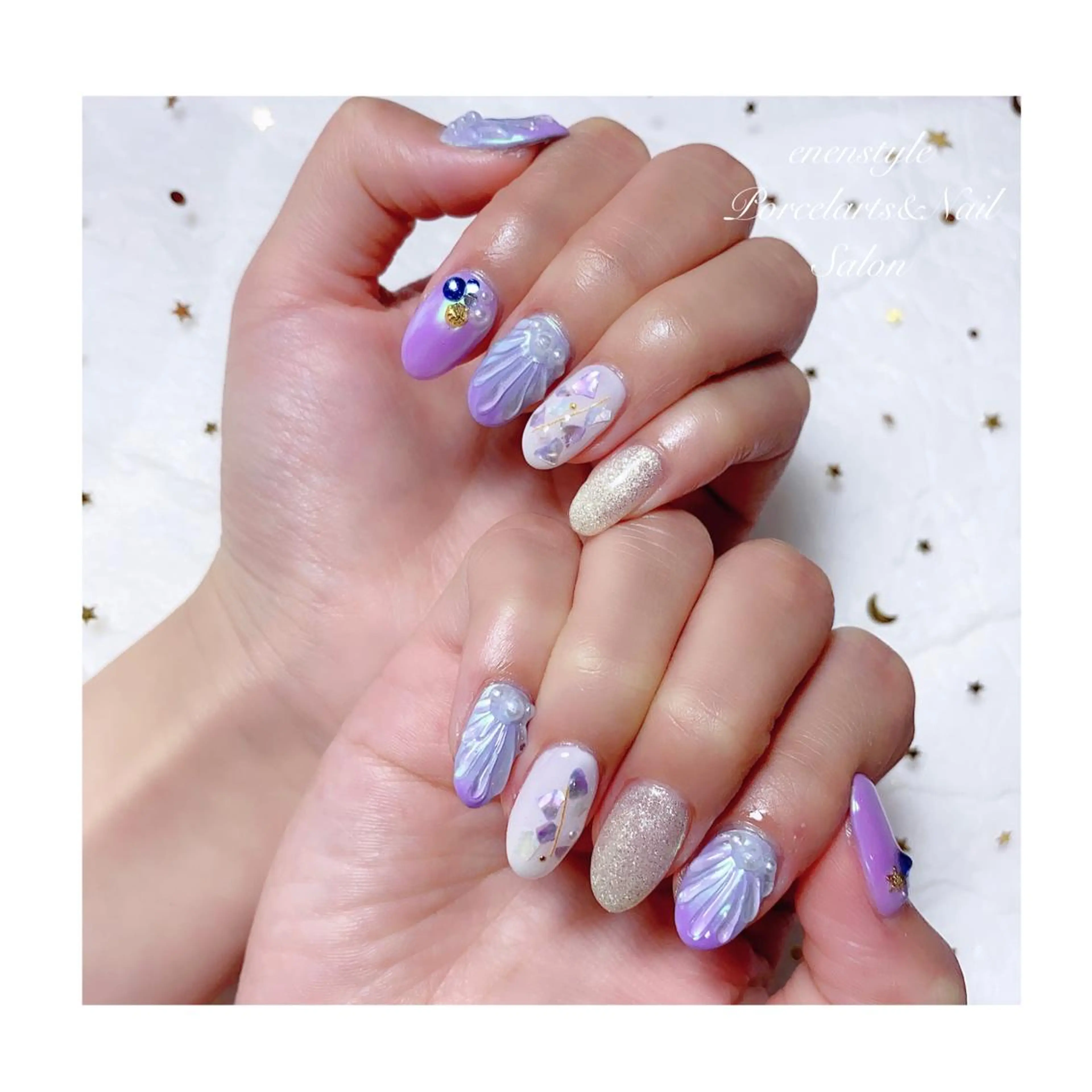 ミディアム ネイル ハンドネイル 👑enen style👑のネイルデザイン