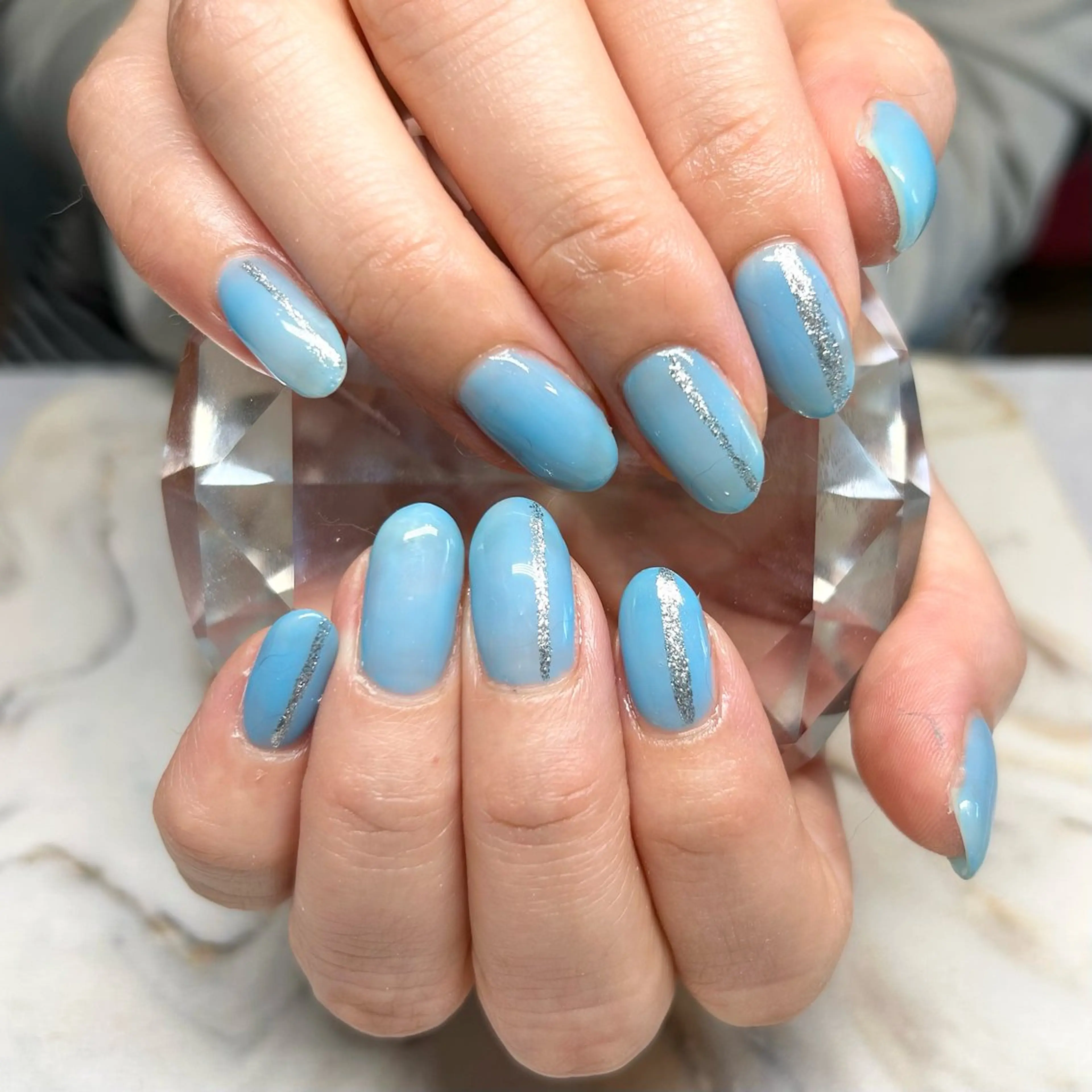 ネイル ブルー ガーリー シルバー 夏ネイル Nail Stellaのネイルデザイン