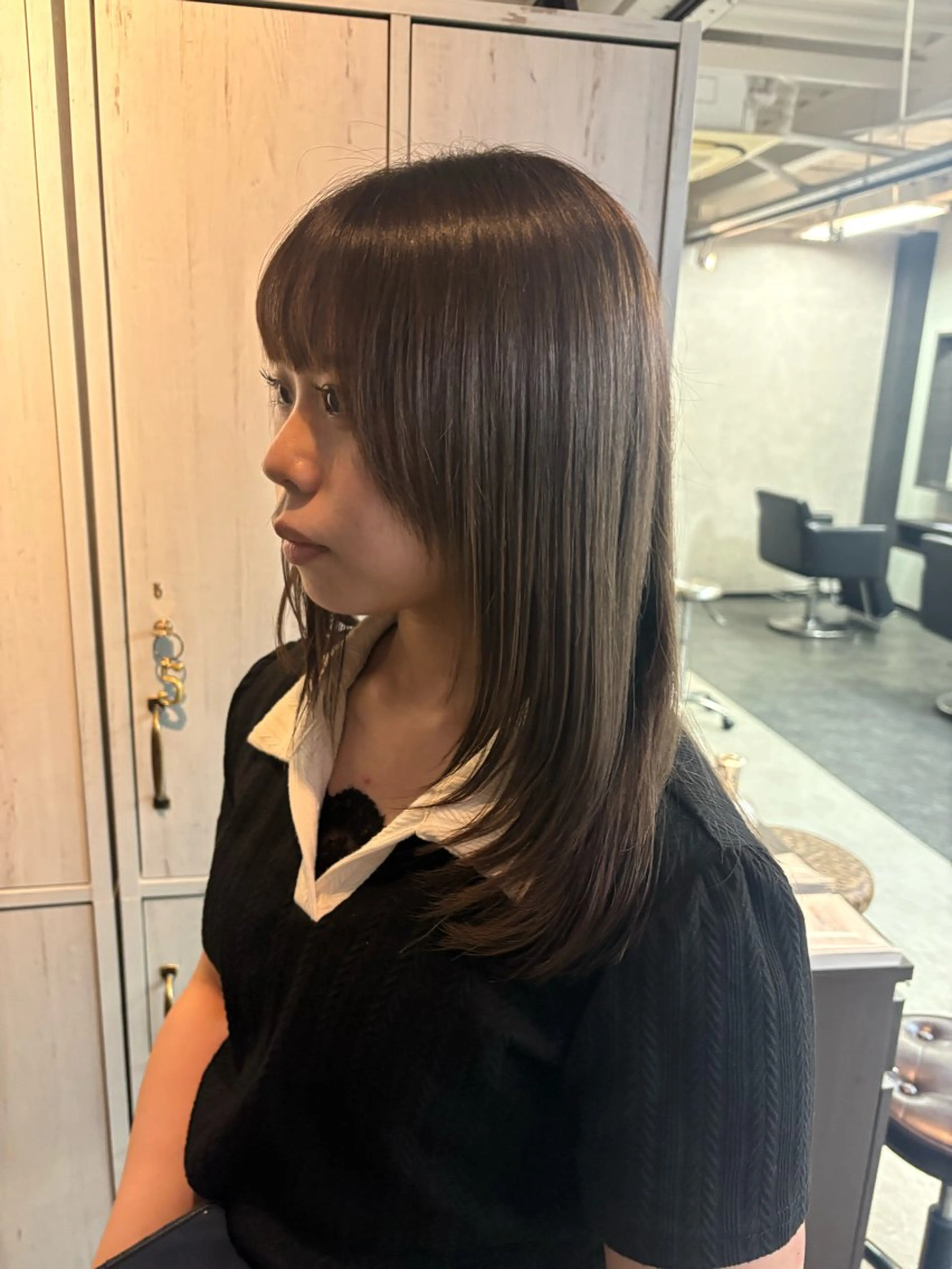 ミディアム 顔まわりレイヤー レイヤーカット 喜多 佐和のヘアスタイル