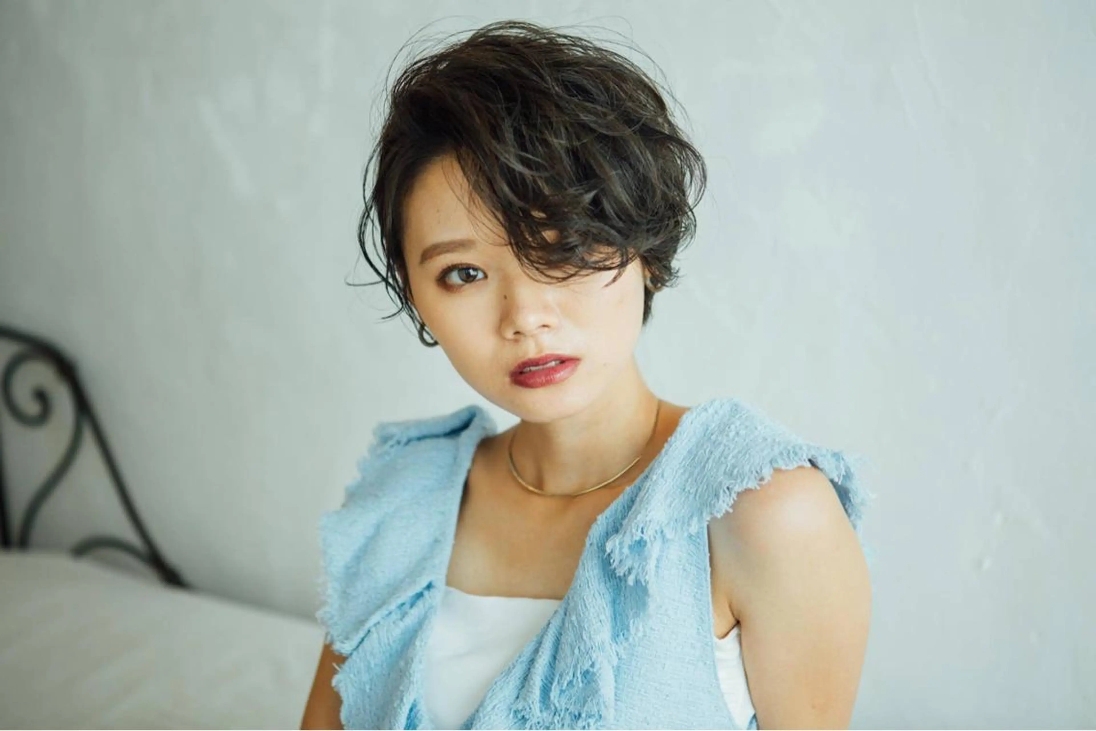 ショート カラー パーマ 遊佐 瑞紀のヘアスタイル