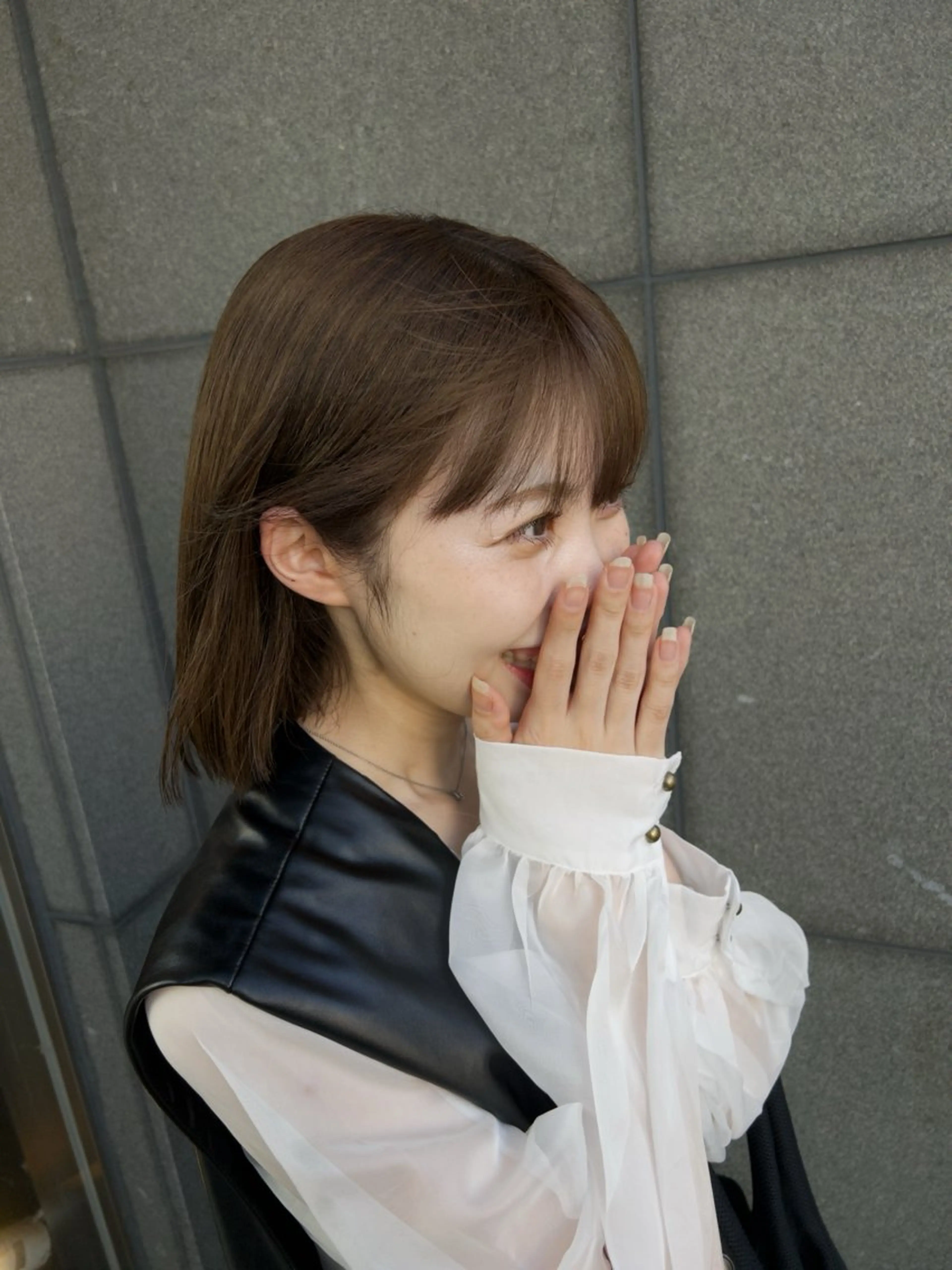 ミディアム カラー ブラウンカラー 透明感カラー 阪田 真奈未のヘアスタイル