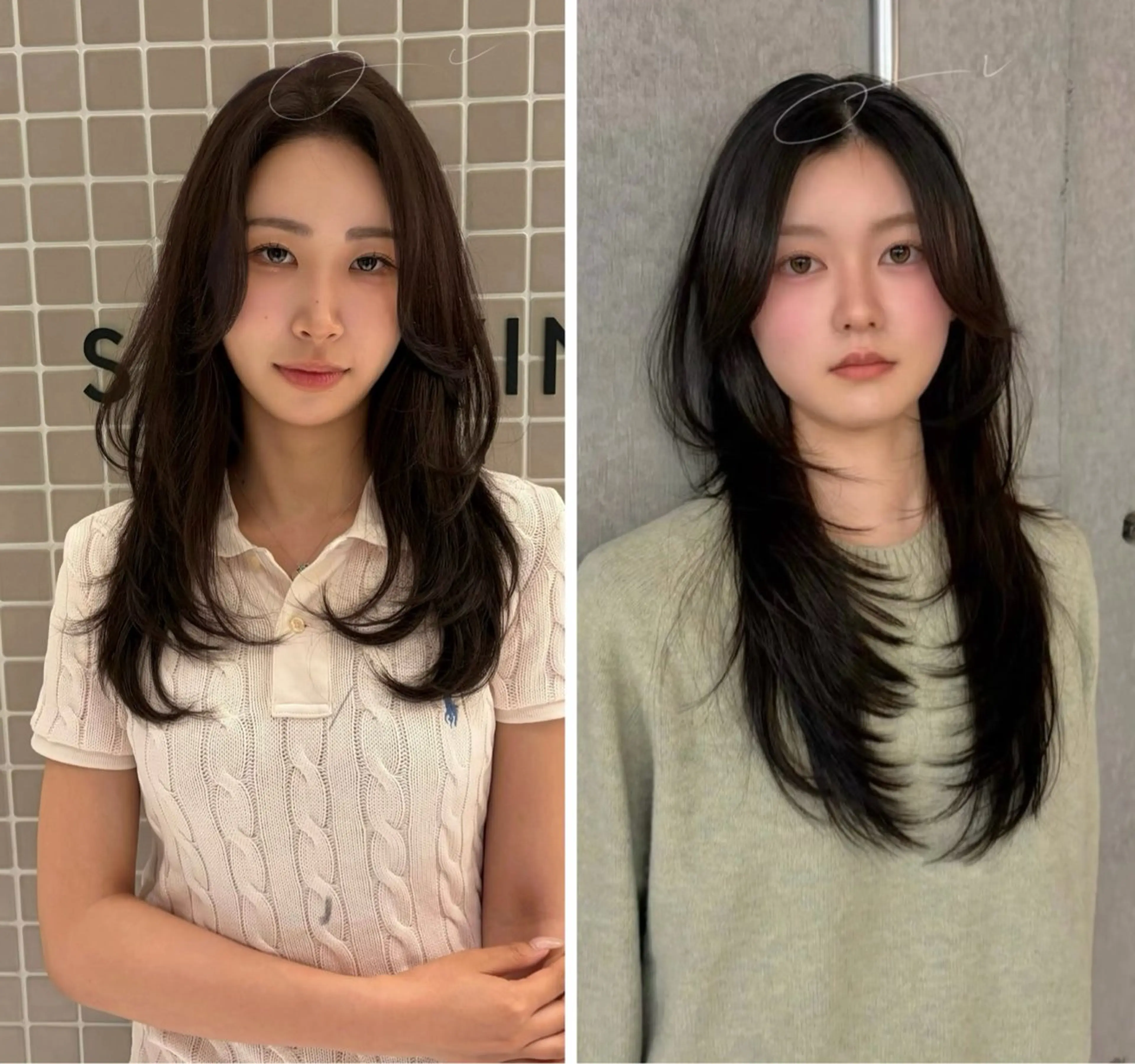 セミロング 韓国風ヘア レイヤーカット カット レイヤー/ハッシュ カット/縮毛矯正のヘアスタイル