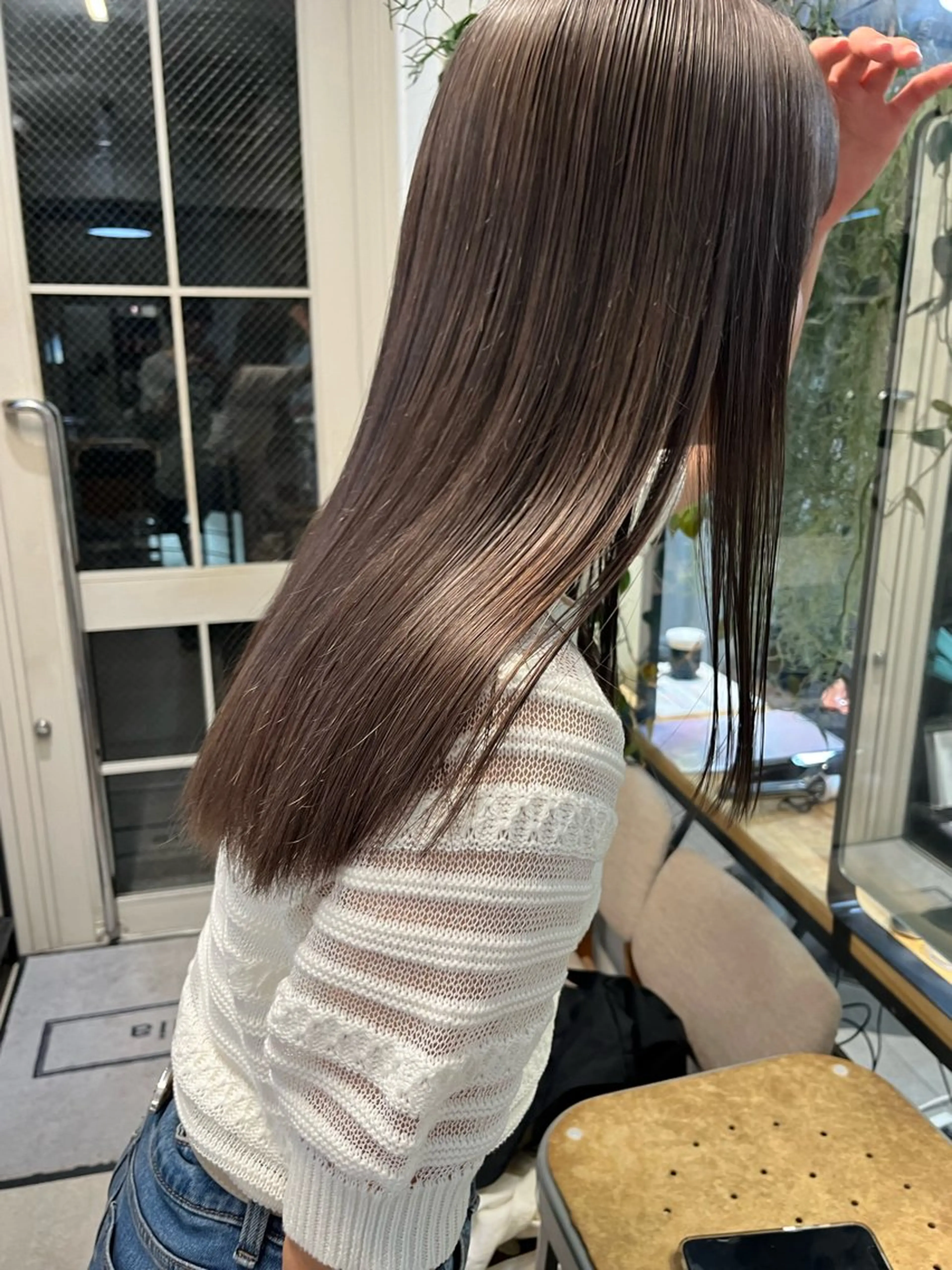 セミロング カラー ベージュカラー ブリーチ ダブルカラー 赤み消しカラー/ オリーブ/トモキのヘアスタイル