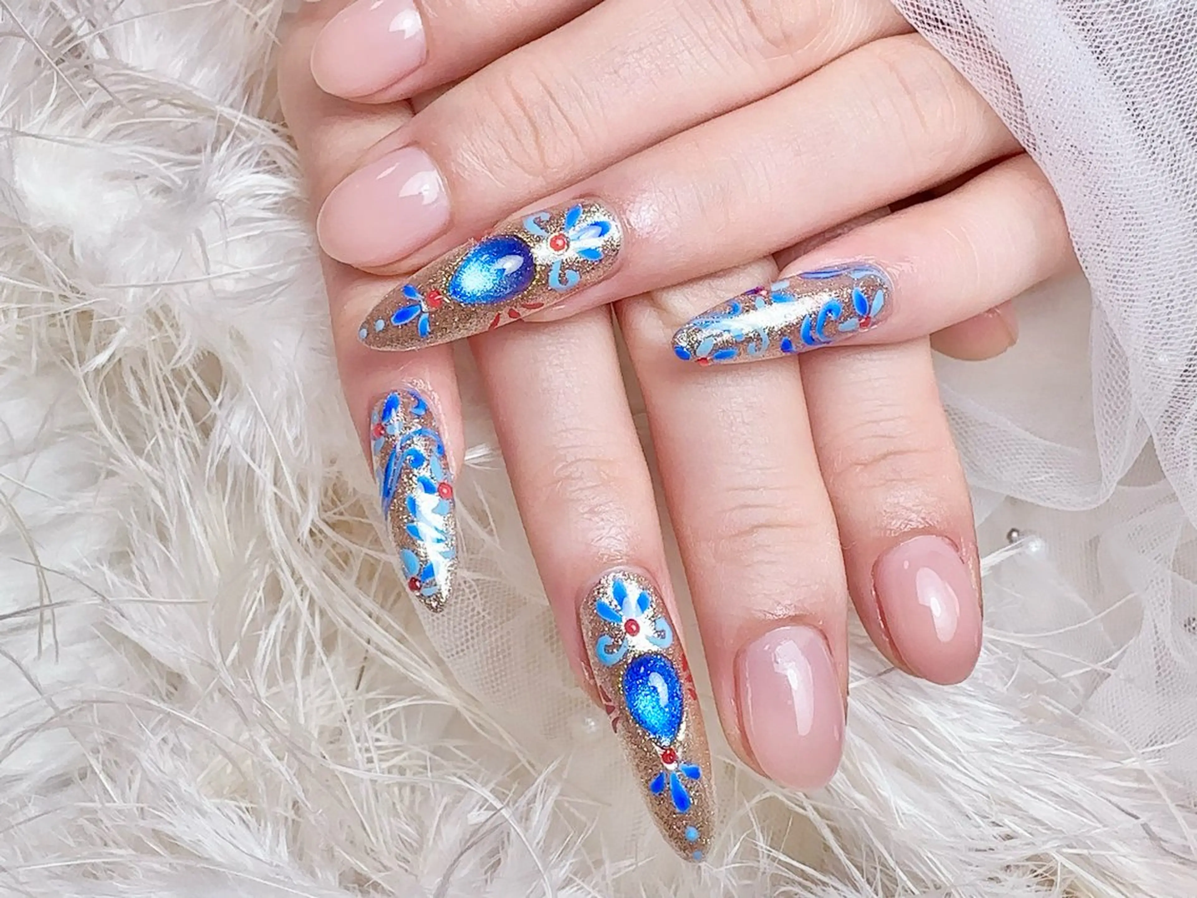 ネイル 成人式 長さ出し フットネイル フレンチネイル ジェルネイル ハンドネイル ハンドケア nail salon Feerieのネイルデザイン