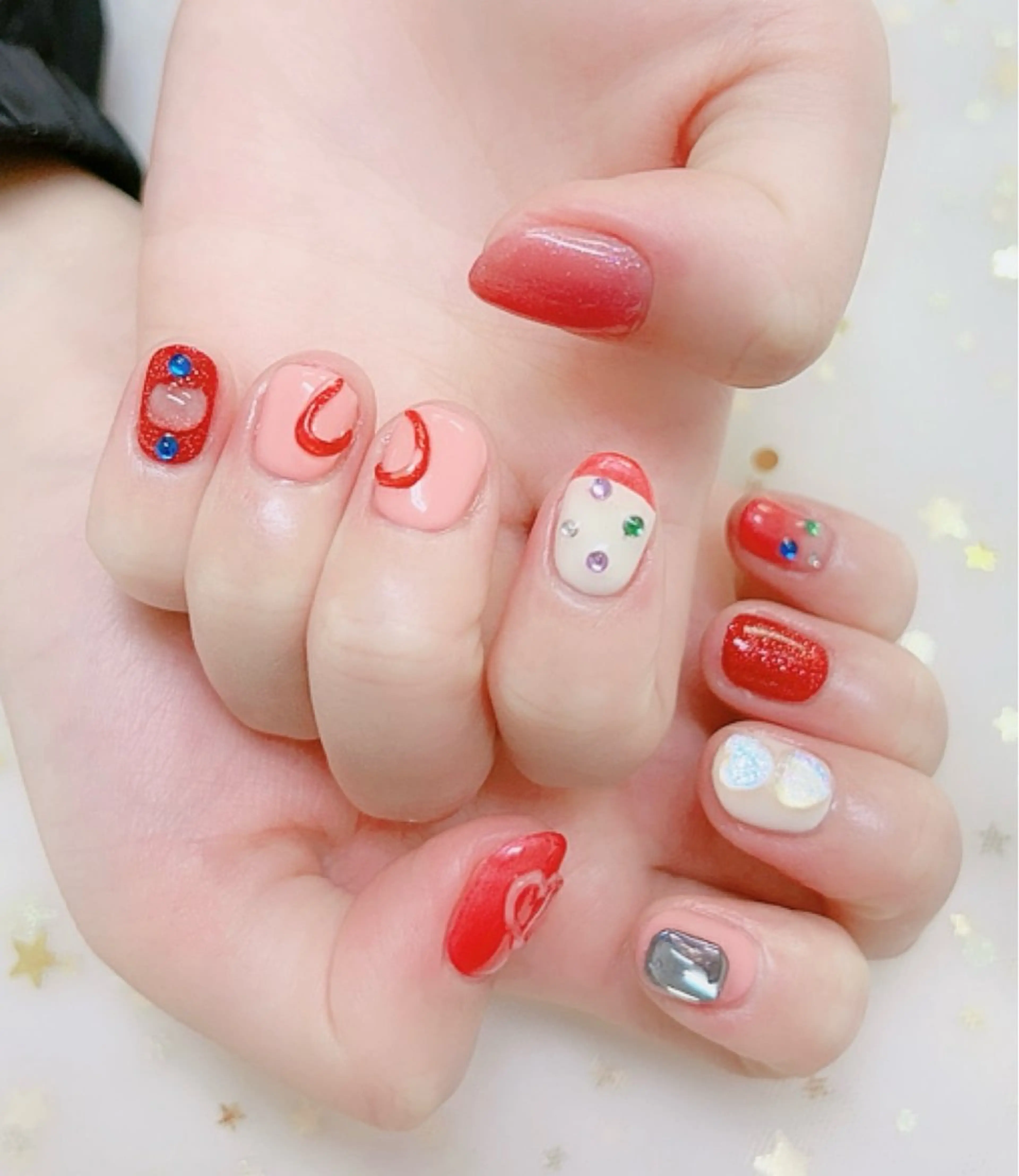 ネイル ハート ハンドネイル 上福岡 らんらんのネイルデザイン