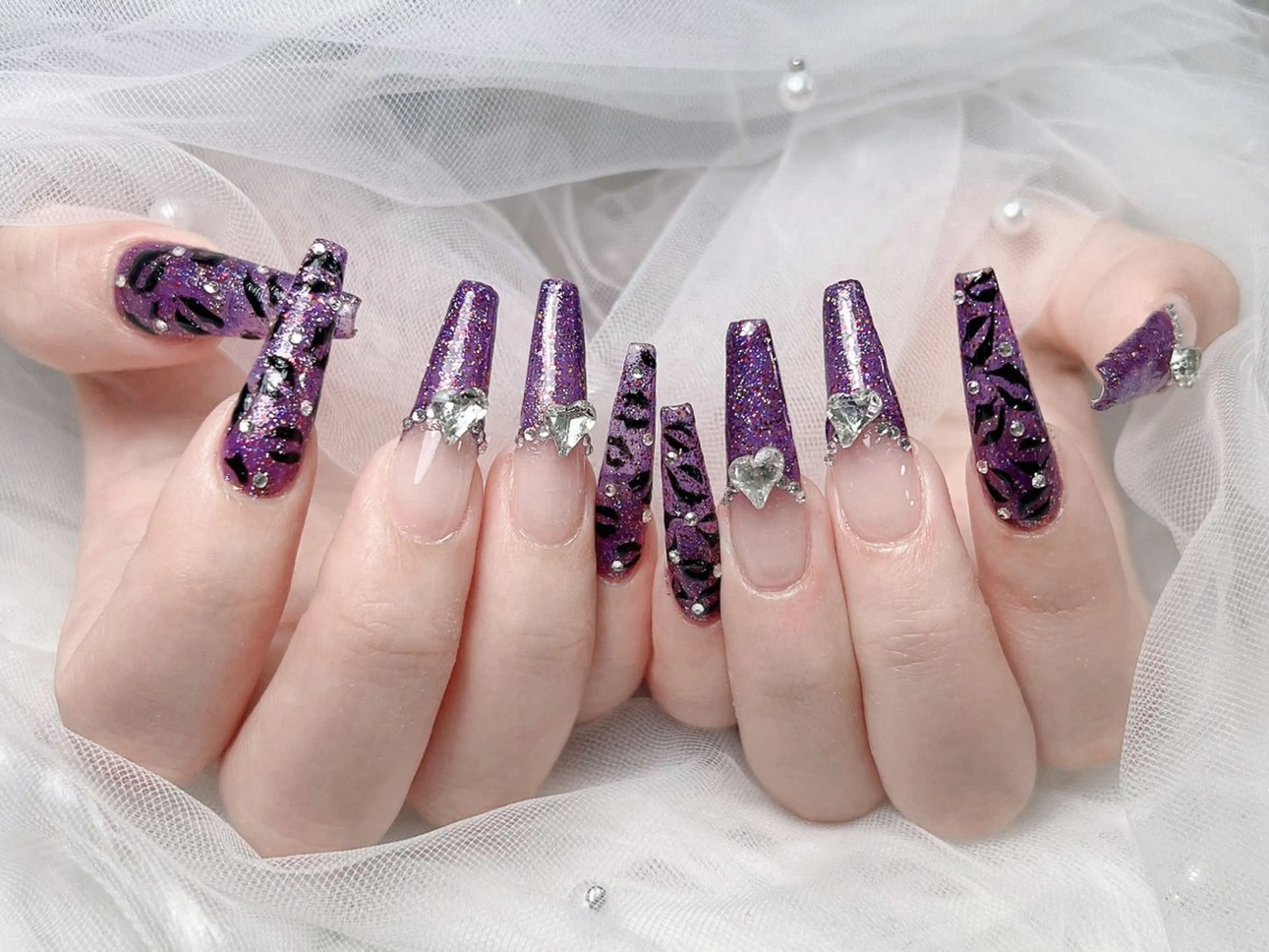 ネイル キラキラネイル スカルプネイル ハンドネイル MoMoA Nail ネイル長さ出し専門店のネイルデザイン