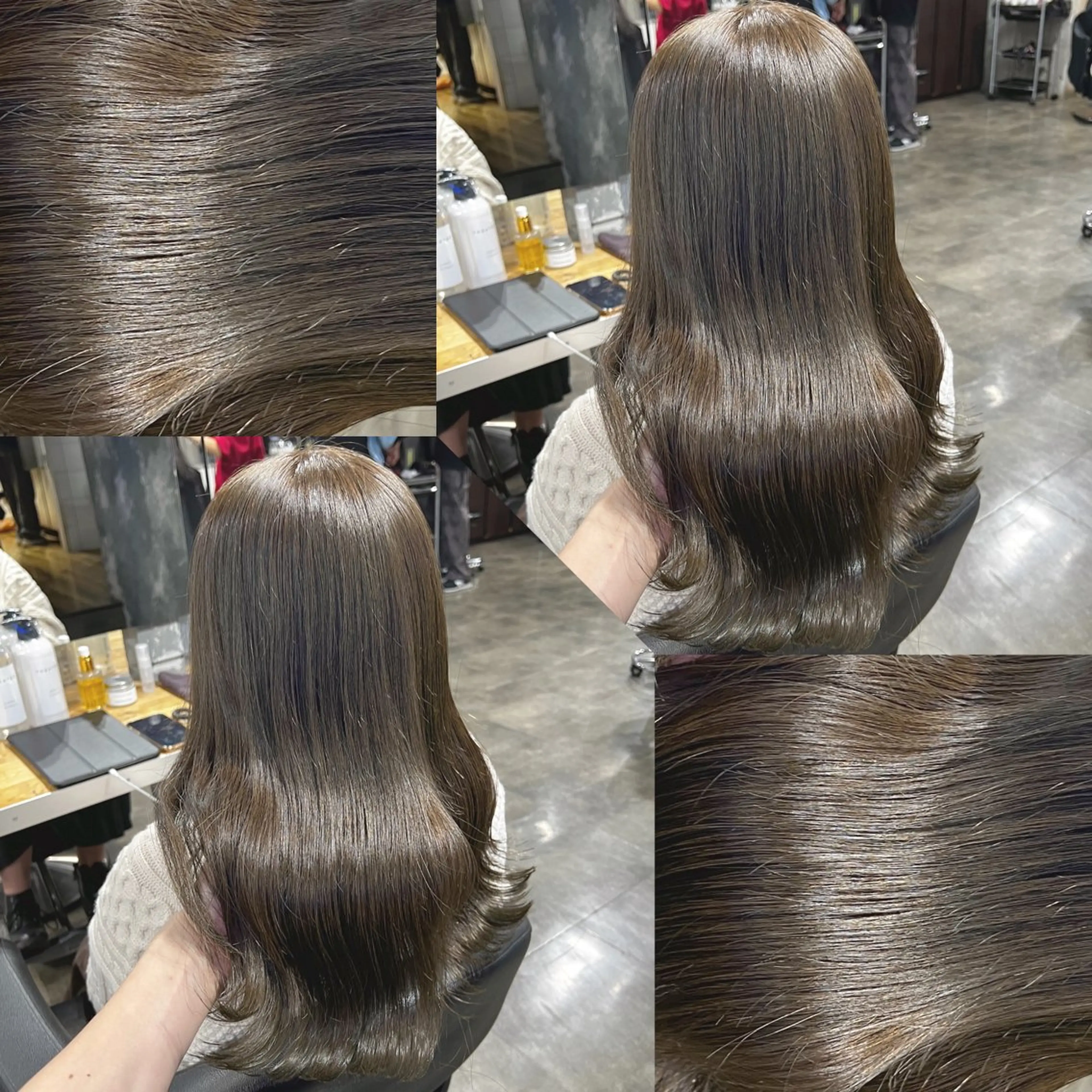 セミロング カラー ヘアアレンジ ヘアカラー トリートメント ヘッドスパ ヘアセット 韓国風ベージュ🤎 赤みなし🌿横浜🤎のヘアスタイル