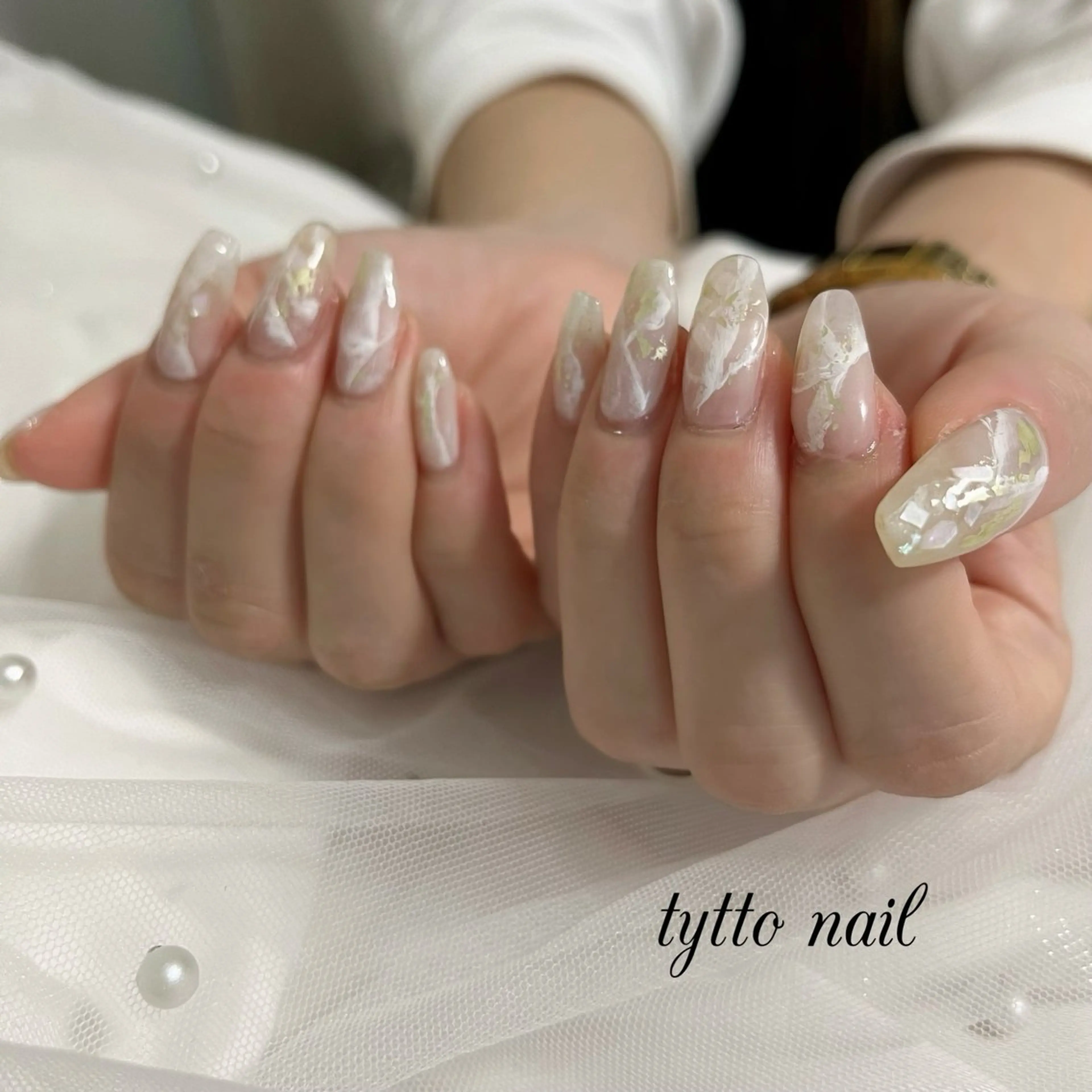 ネイル クリアネイル ゴールド 大理石ネイル(マーブル) ニュアンスネイル オフィスネイル ハンドネイル tytto nail ❤︎‪‪eri‪‪のネイルデザイン