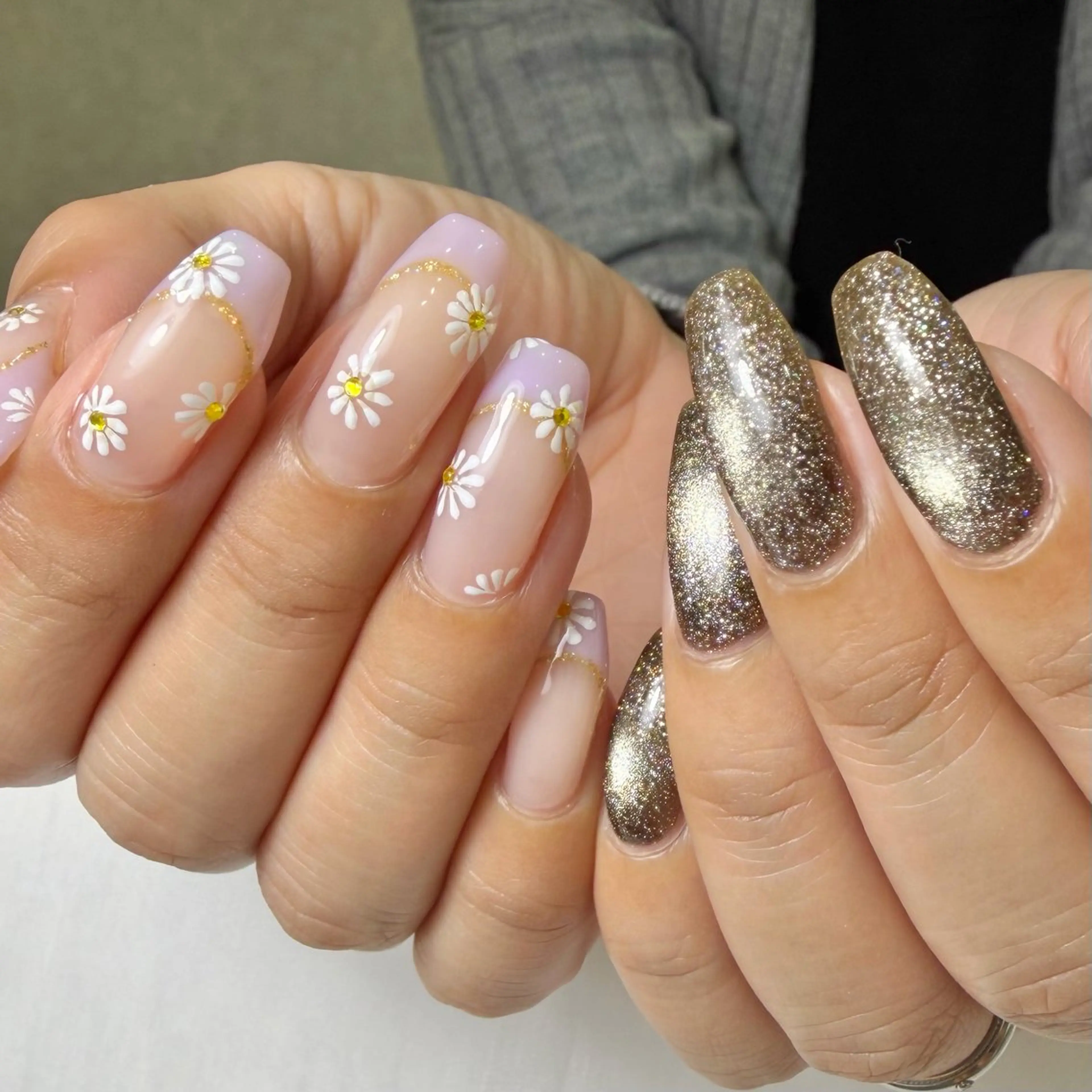 ネイル フラッシュネイル フラッシュマグ フラワーネイル グリーン 氷ネイル・うるうるネイル Nail Salon ecla 〜エクラ〜のネイルデザイン