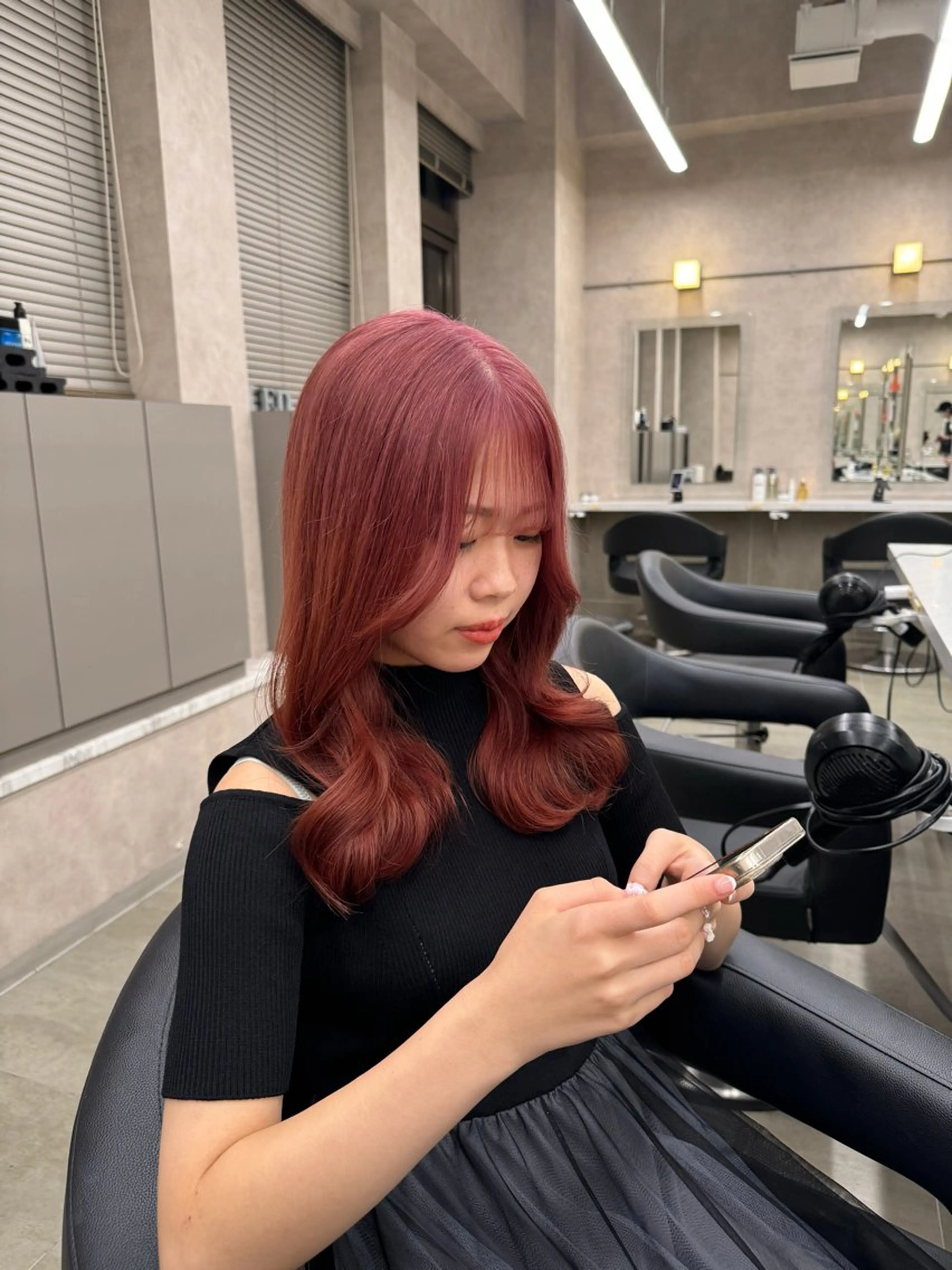 セミロング カラー パーマ ヘアアレンジ メンズ キッズ 韓国系🇰🇷🩶 艶暗髪/MEIのヘアスタイル